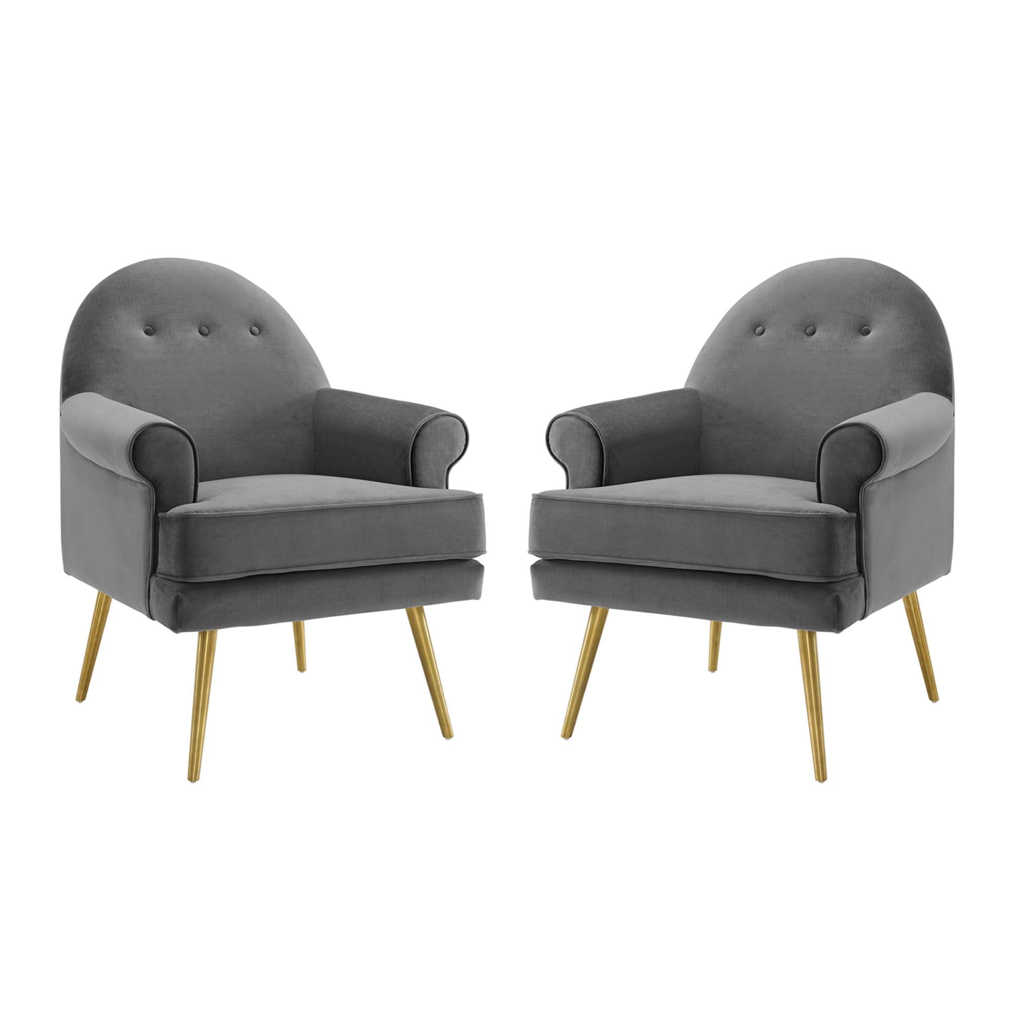 Revive Armchair Performance Velvet Set of 2 - Gray