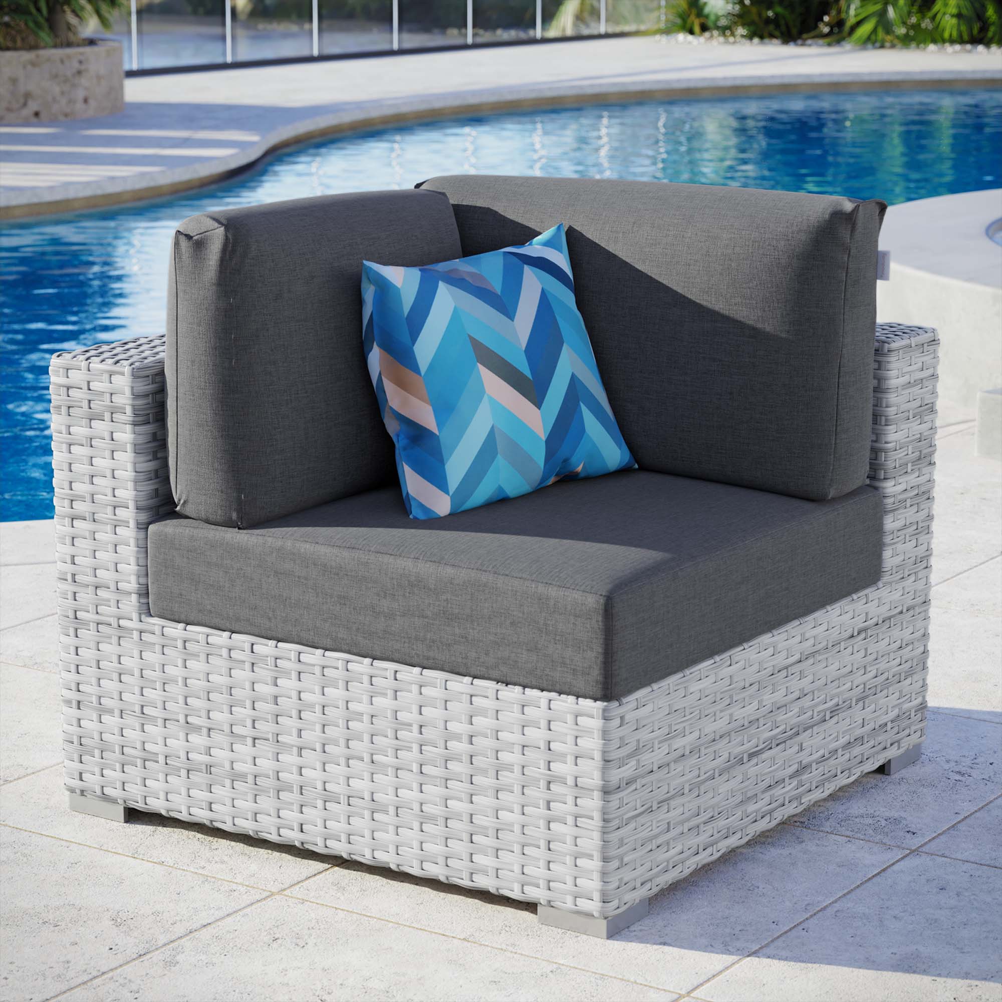 Convene Outdoor Patio Corner Chair - Light Gray White