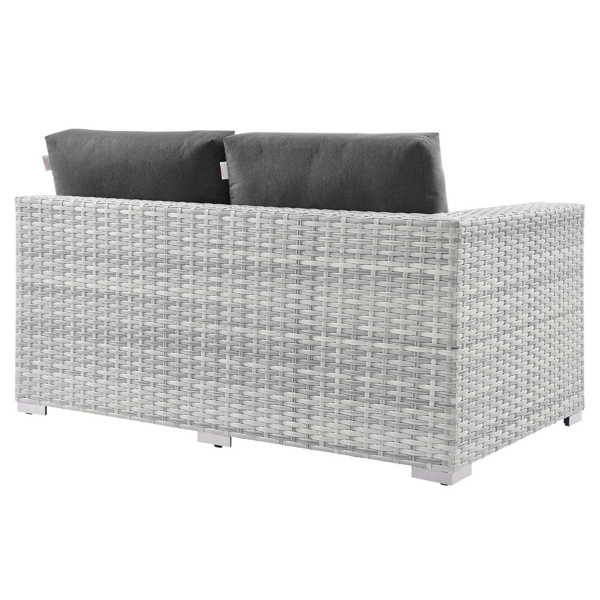 Convene Outdoor Patio Right-Arm Loveseat - Light Gray Light Blue