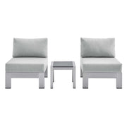 Shore 3 Piece Sunbrella® Fabric Outdoor Aluminum Set - Silver Gray