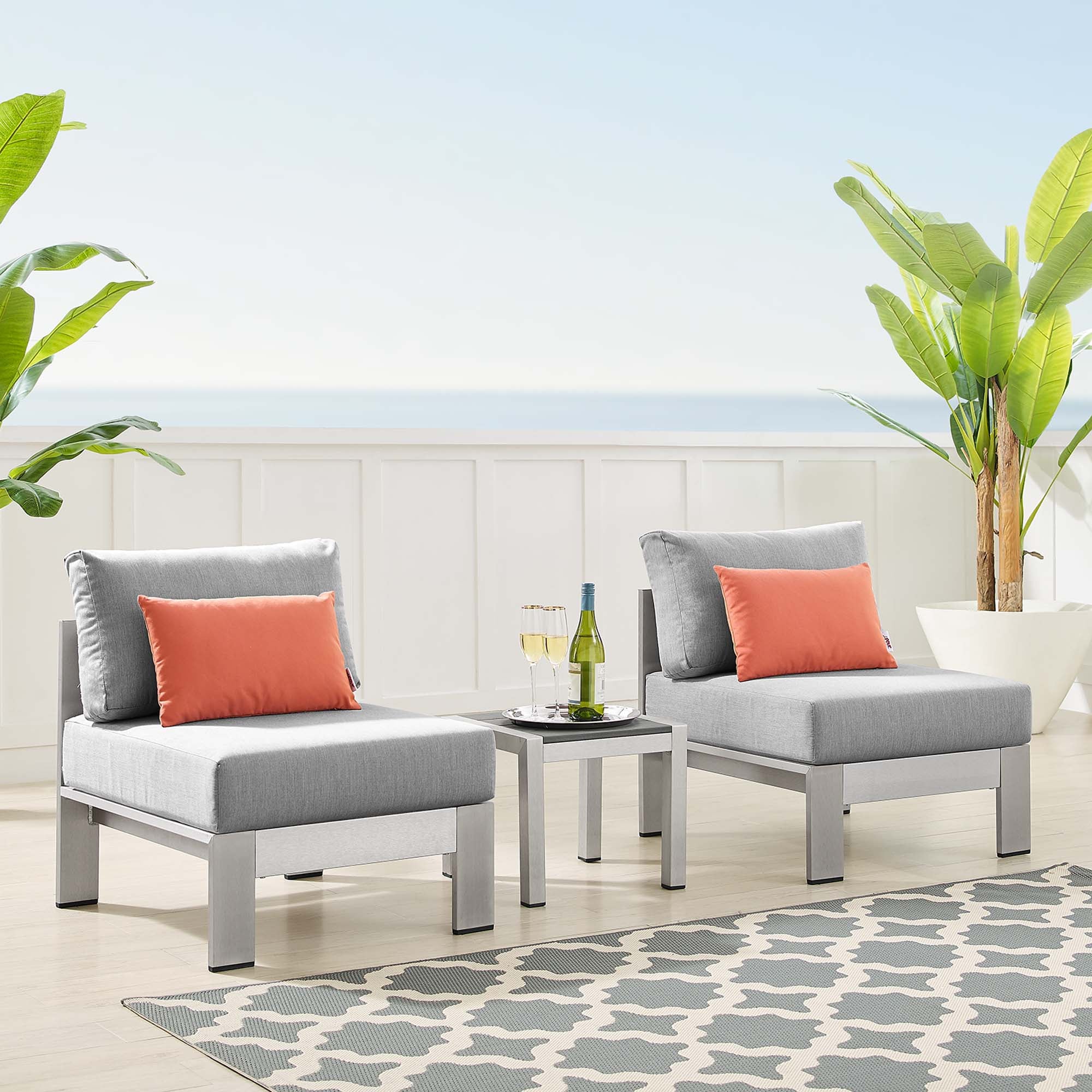 Shore 3 Piece Sunbrella® Fabric Outdoor Aluminum Set