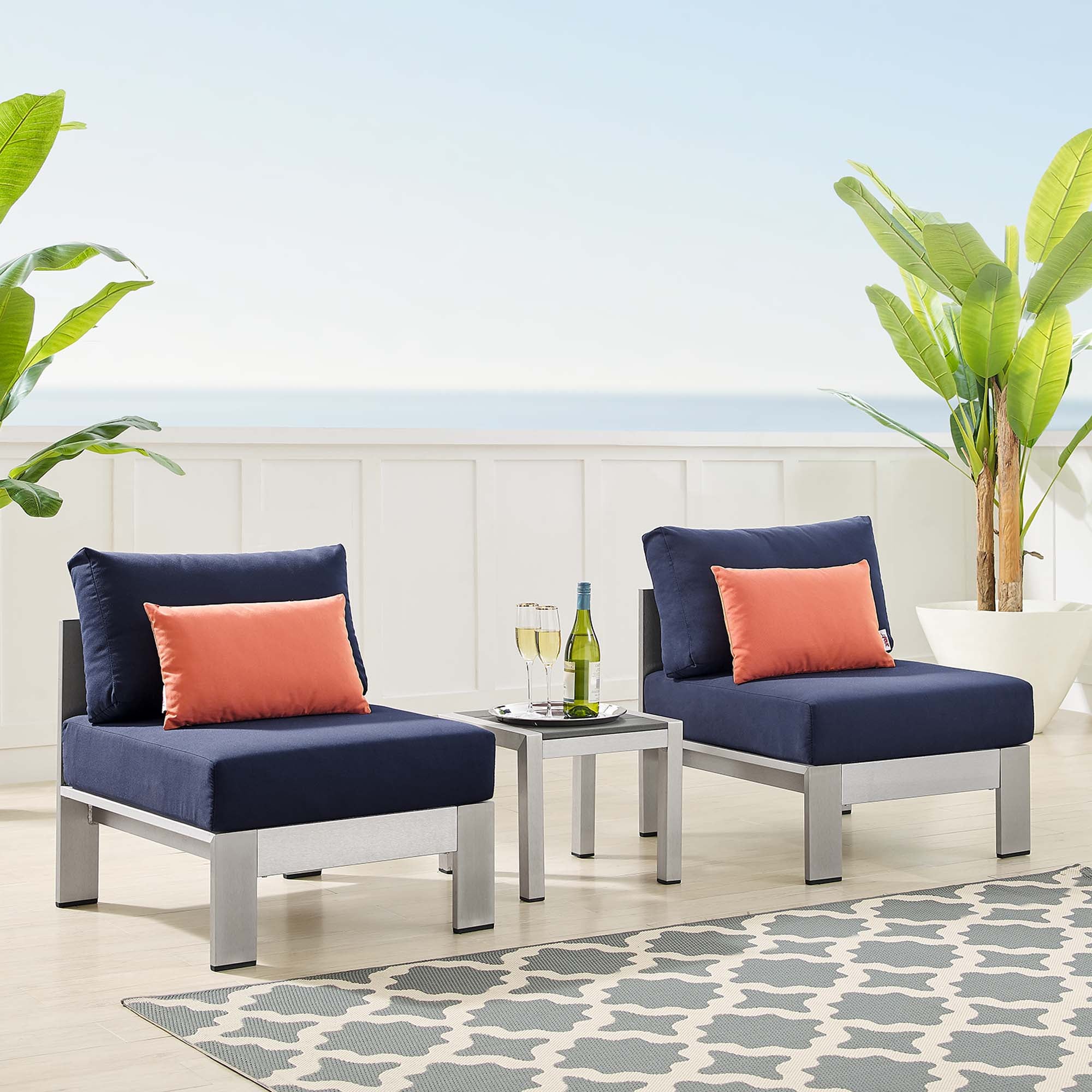 Shore 3 Piece Sunbrella® Fabric Outdoor Aluminum Set