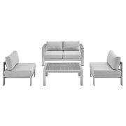 Shore 4 Piece Sunbrella® Fabric Outdoor Aluminum Set - Silver Gray