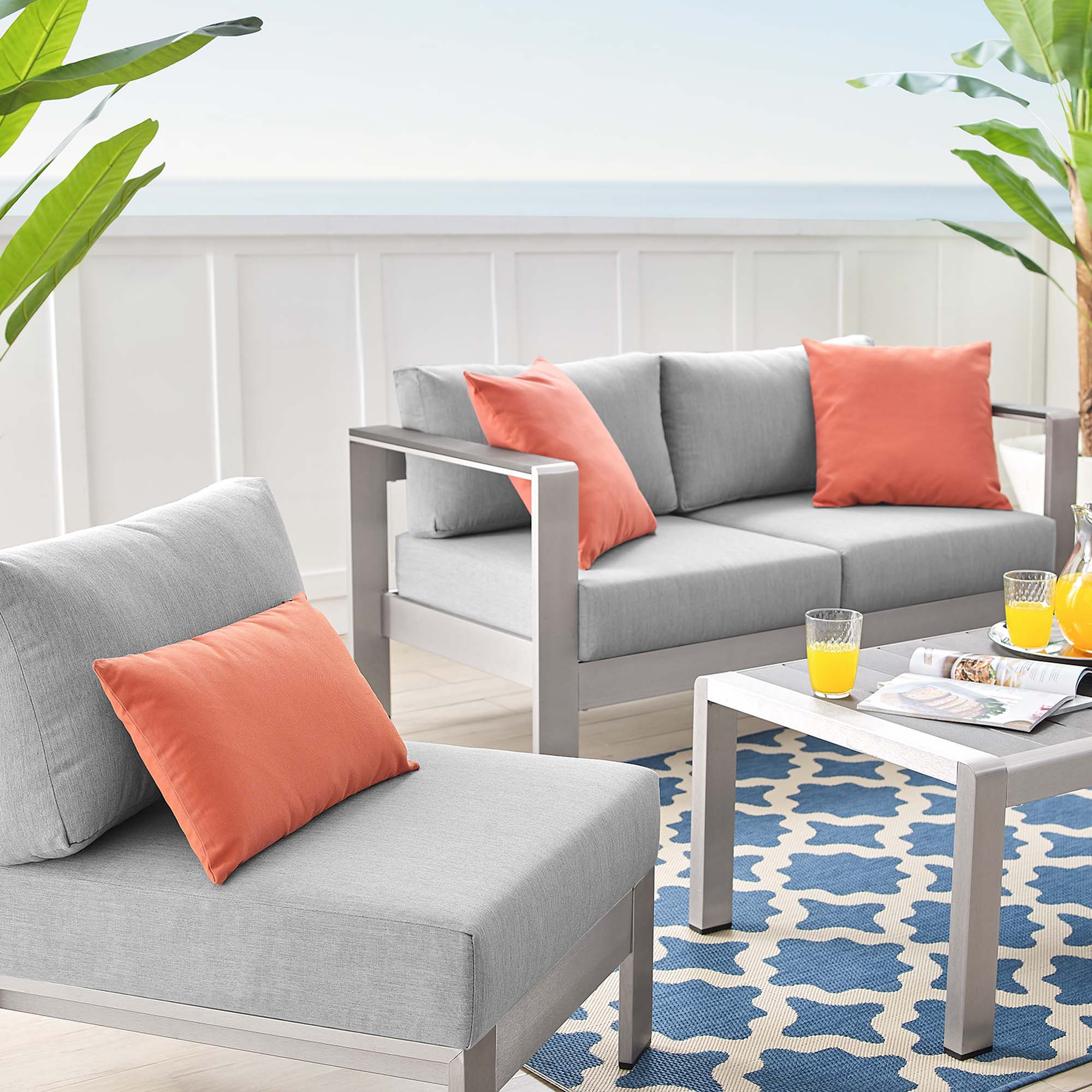 Shore 4 Piece Sunbrella® Fabric Outdoor Aluminum Set