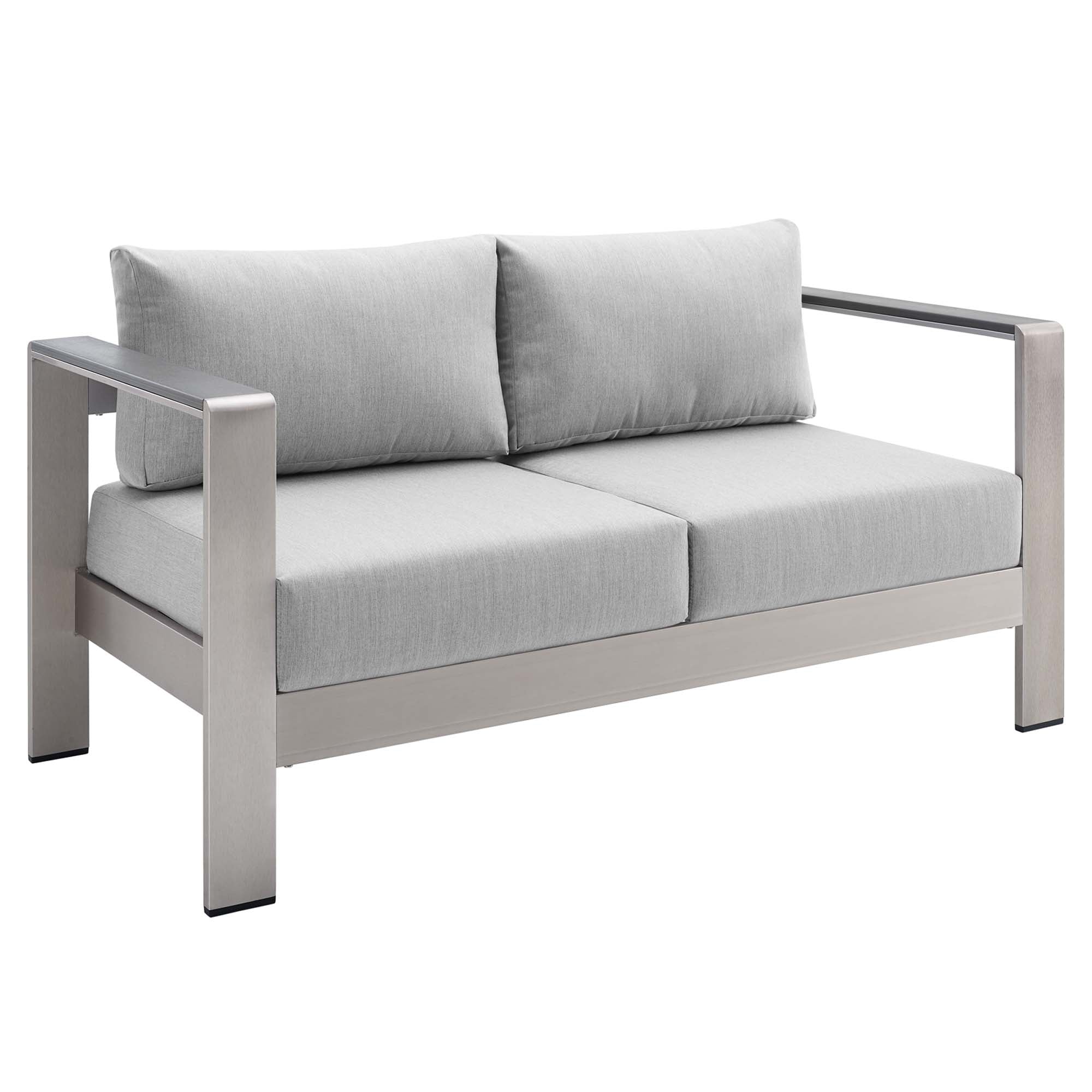 Shore 4 Piece Sunbrella® Fabric Outdoor Aluminum Set - Silver Navy