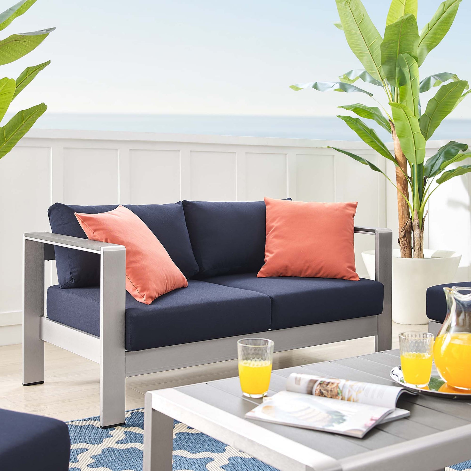 Shore 4 Piece Sunbrella® Fabric Outdoor Aluminum Set