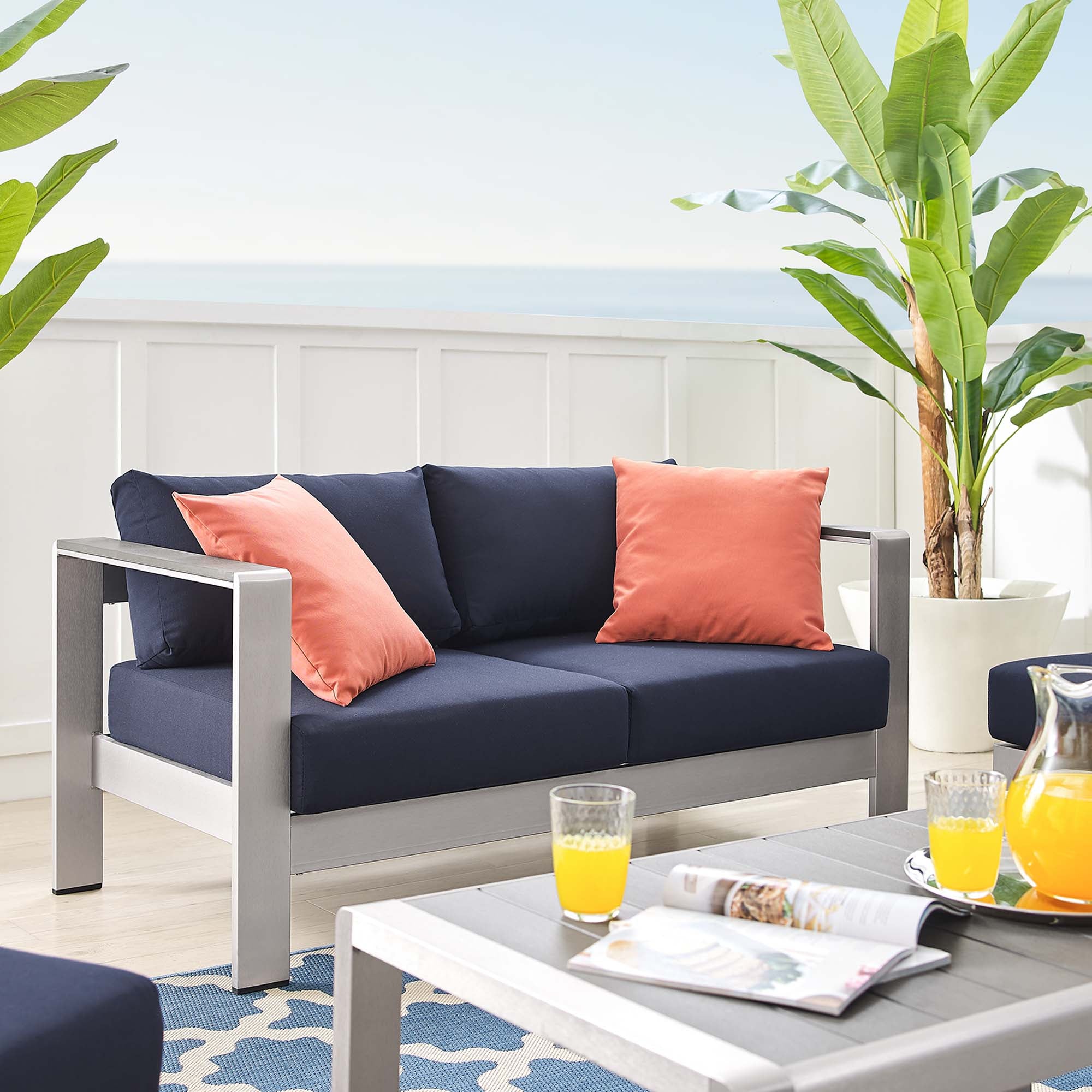 Shore 4 Piece Sunbrella® Fabric Outdoor Aluminum Set