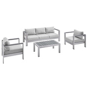 Shore Sunbrella® Fabric Outdoor Patio Aluminum 4 Piece Set - Silver Gray