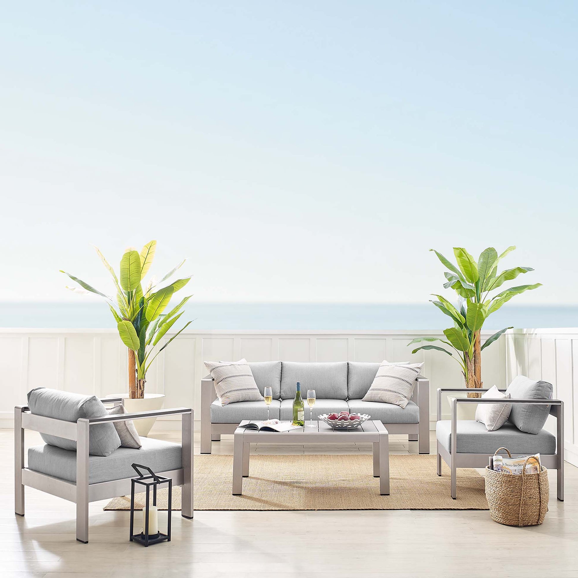 Shore Sunbrella® Fabric Outdoor Patio Aluminum 4 Piece Set
