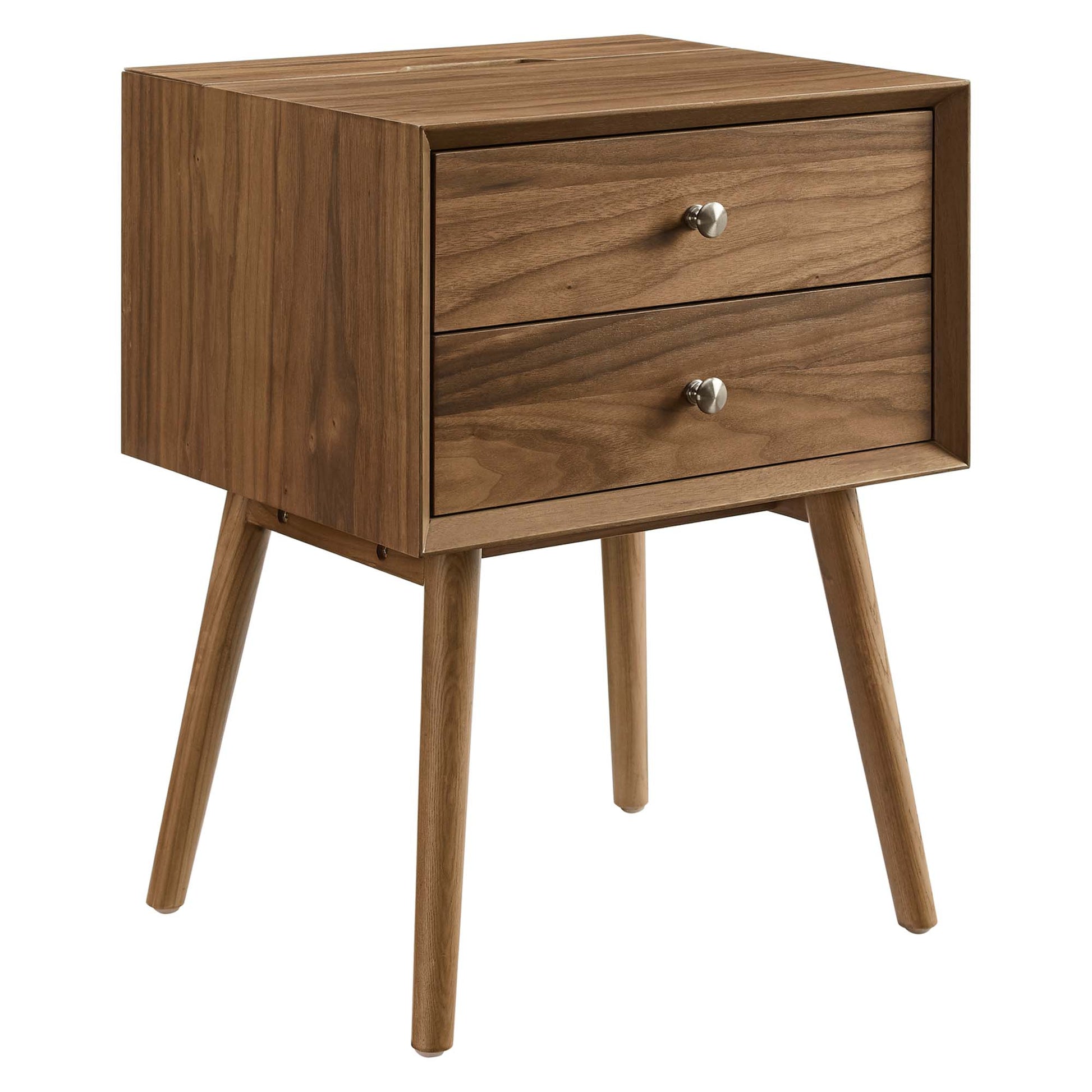 Ember Wood Nightstand With USB Ports - Walnut Walnut