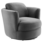Pirouette Performance Velvet Swivel Armchair - Gray