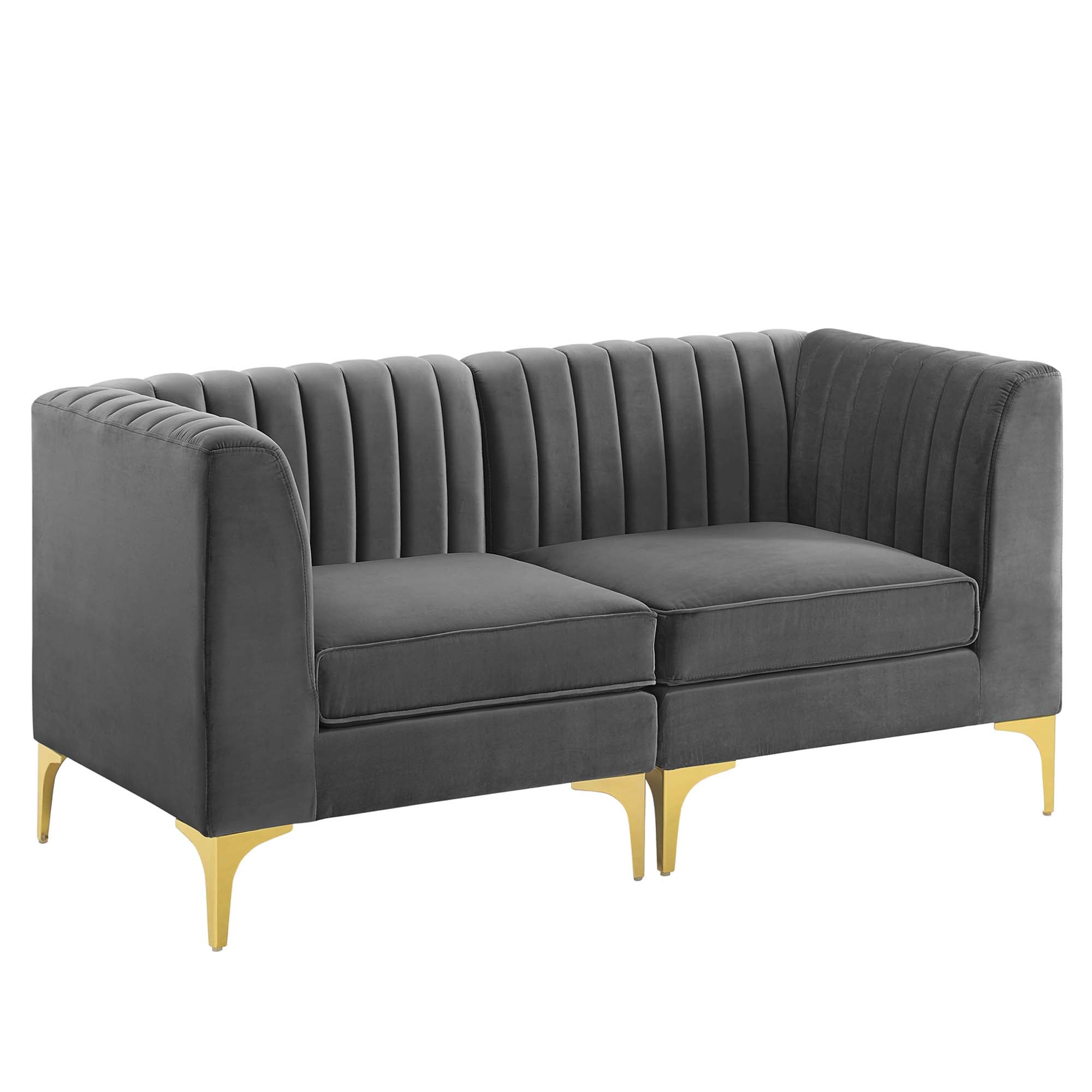 Triumph Channel Tufted Performance Velvet Loveseat - Gray