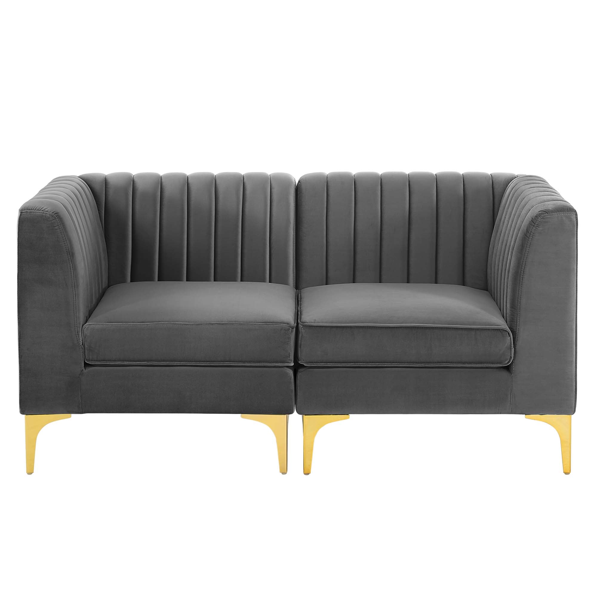 Triumph Channel Tufted Performance Velvet Loveseat - Navy