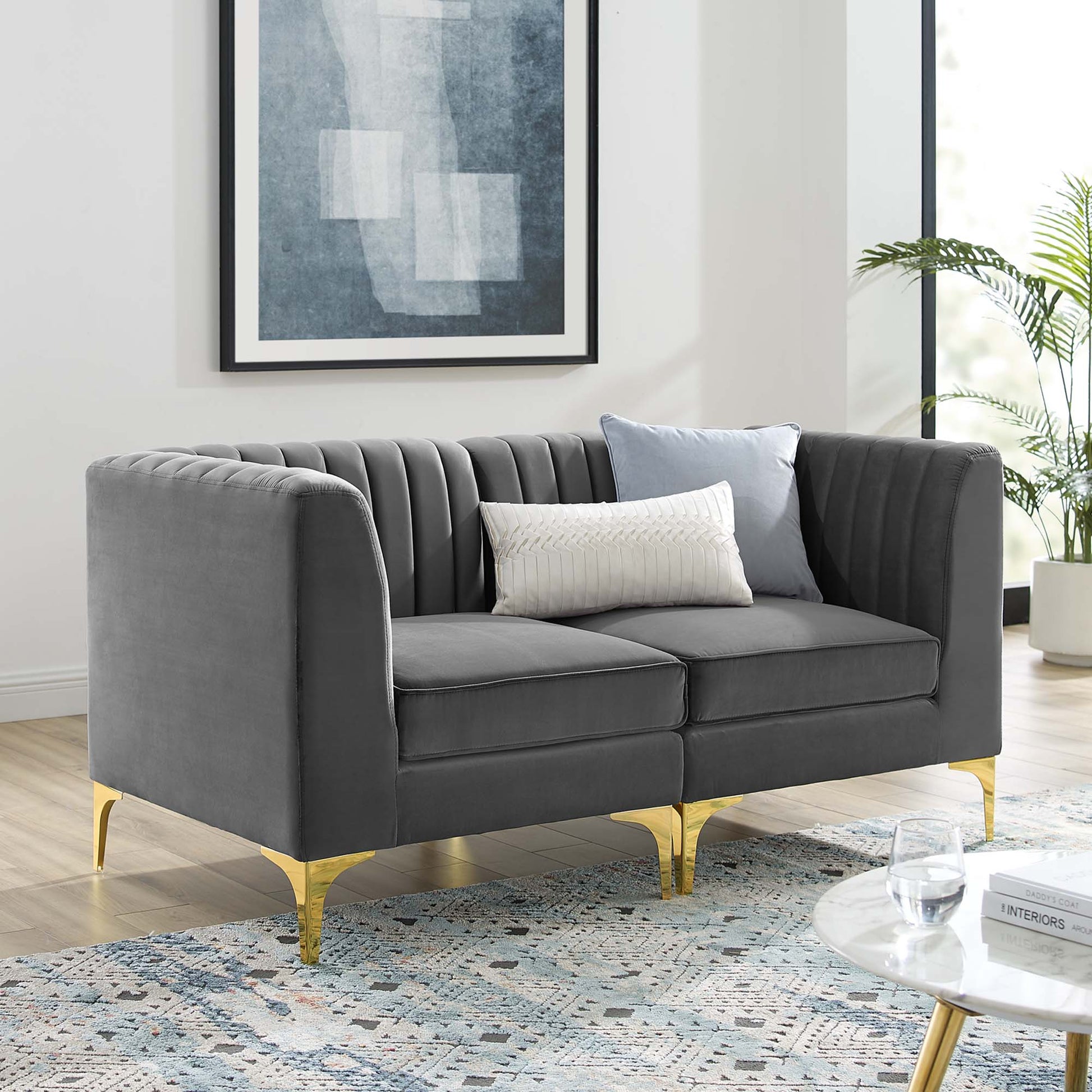 Triumph Channel Tufted Performance Velvet Loveseat