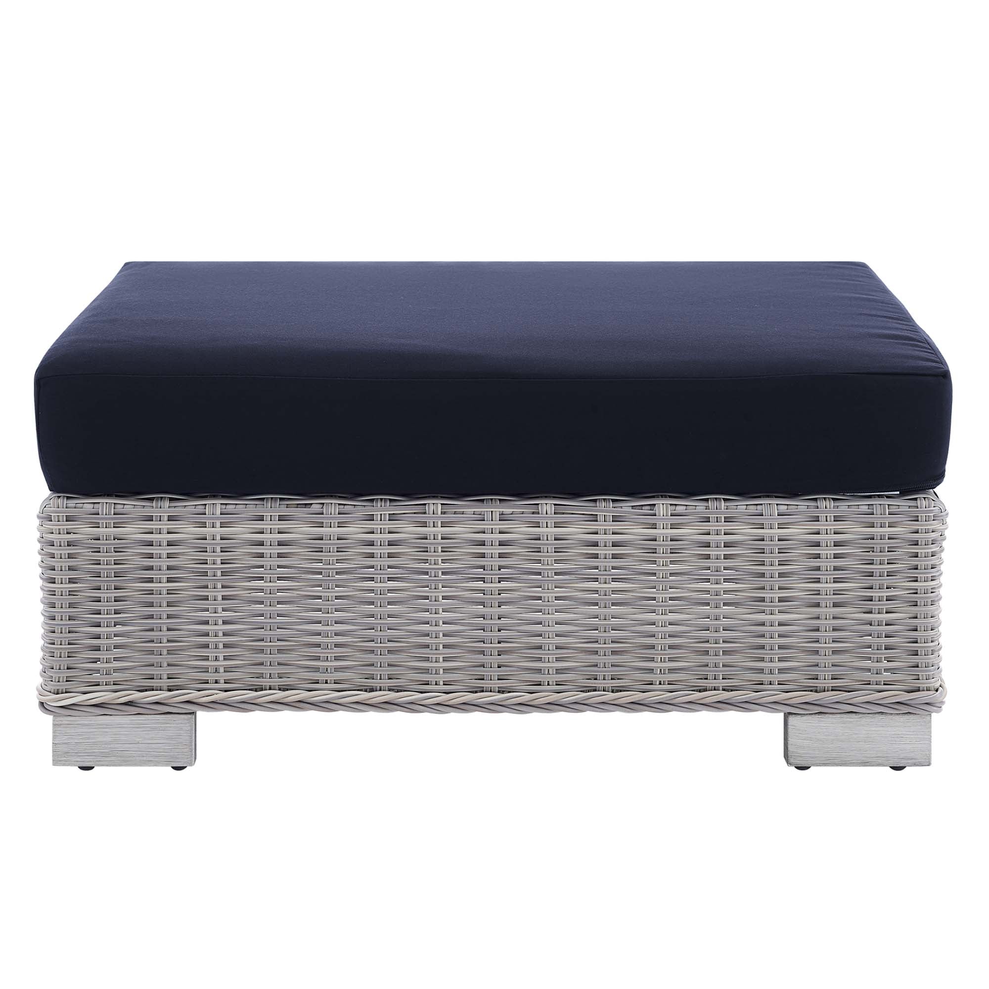 Conway 2-Piece Sunbrella® Outdoor Patio Wicker Rattan Armchair and Ottoman Set