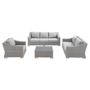 Conway 4-Piece Sunbrella® Outdoor Patio Wicker Rattan Furniture Set - Light Gray Gray