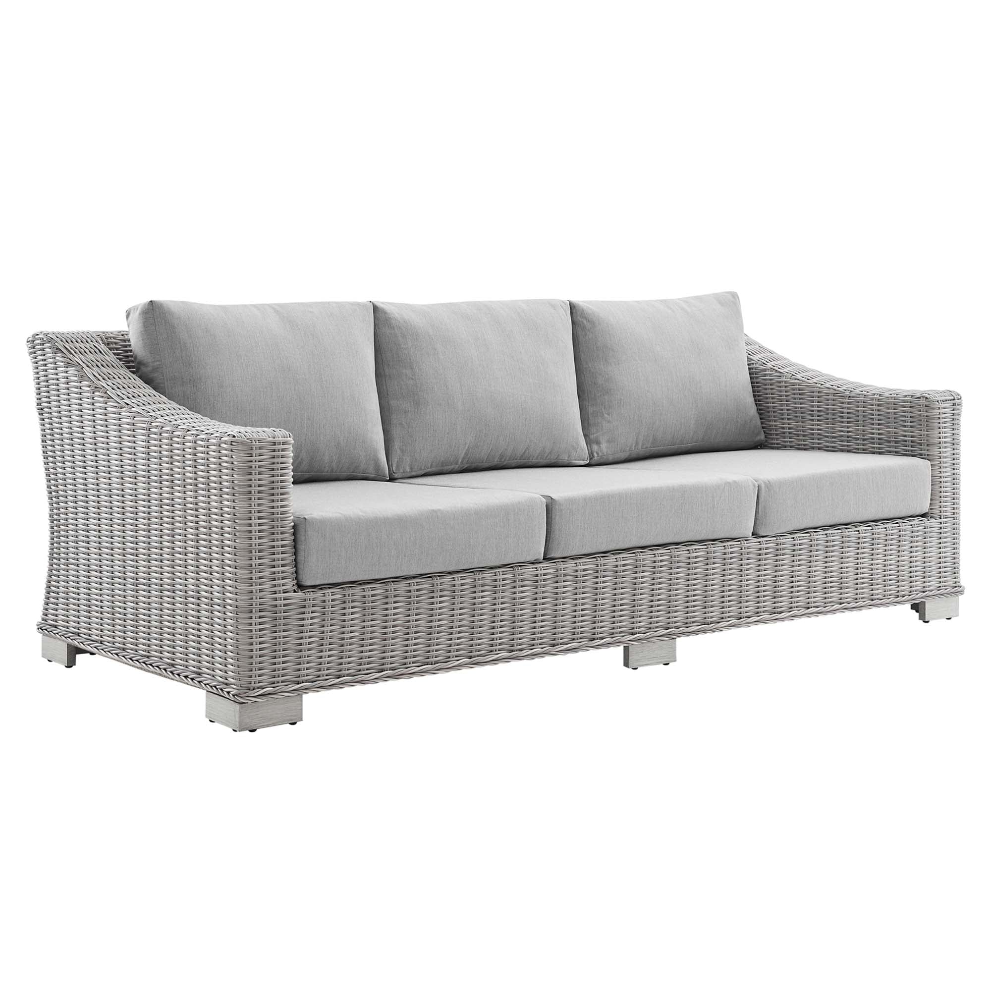 Conway 4-Piece Sunbrella® Outdoor Patio Wicker Rattan Furniture Set - Light Gray White