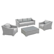 Conway 4-Piece Sunbrella® Outdoor Patio Wicker Rattan Furniture Set - Light Gray Gray