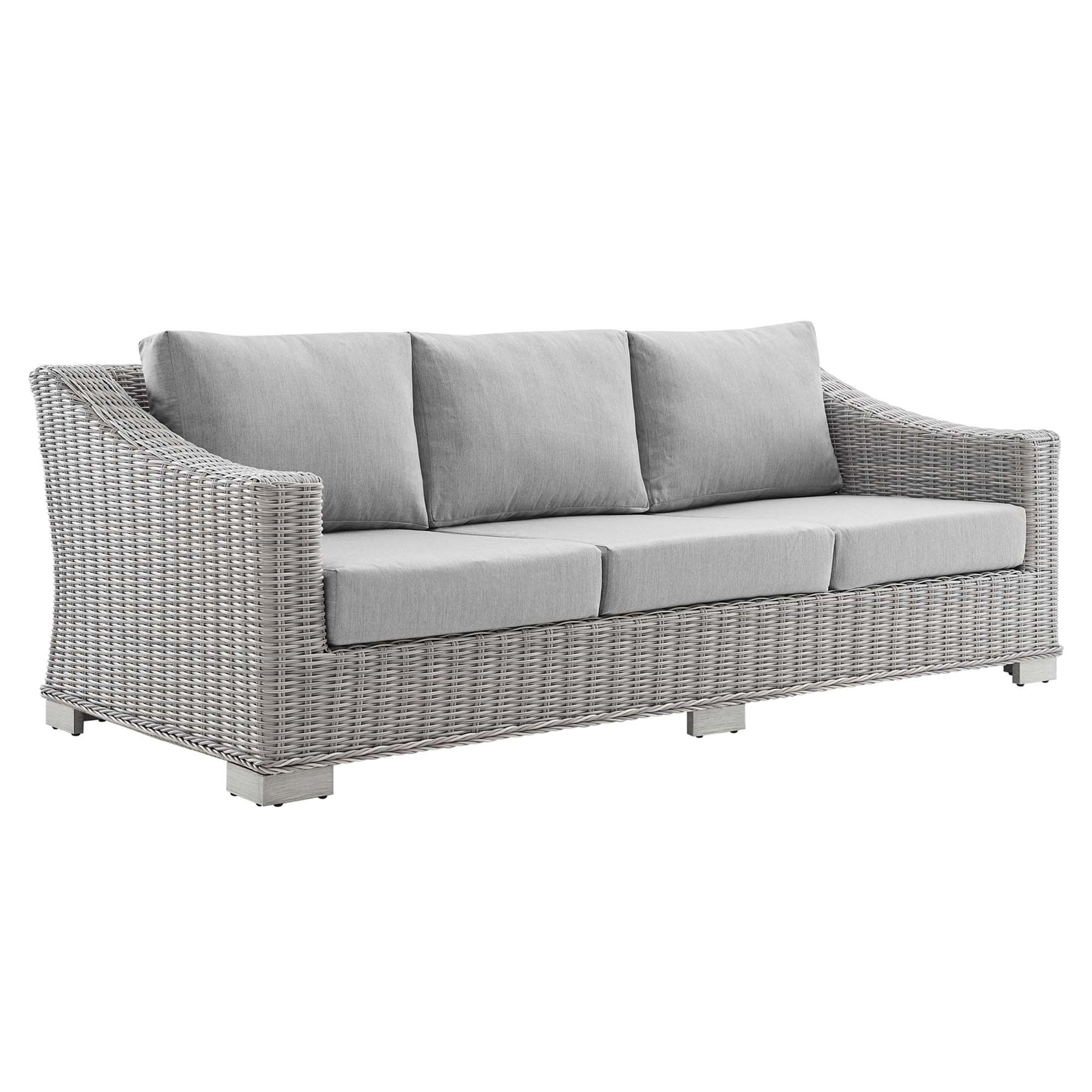 Conway 4-Piece Sunbrella® Outdoor Patio Wicker Rattan Furniture Set - Light Gray White