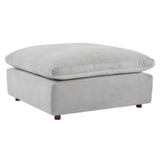 Commix Down Filled Overstuffed Performance Velvet Ottoman - Light Gray