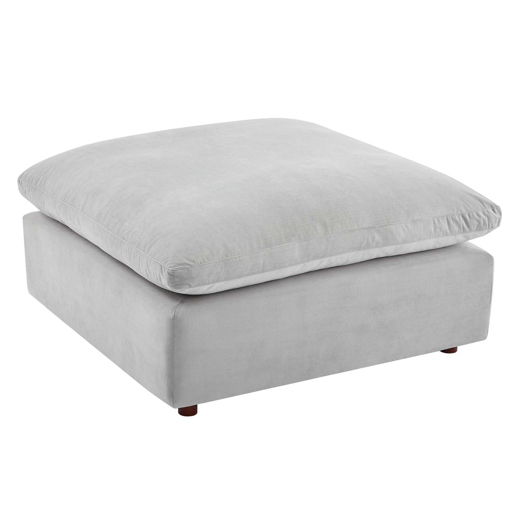 Commix Down Filled Overstuffed Performance Velvet Ottoman - White
