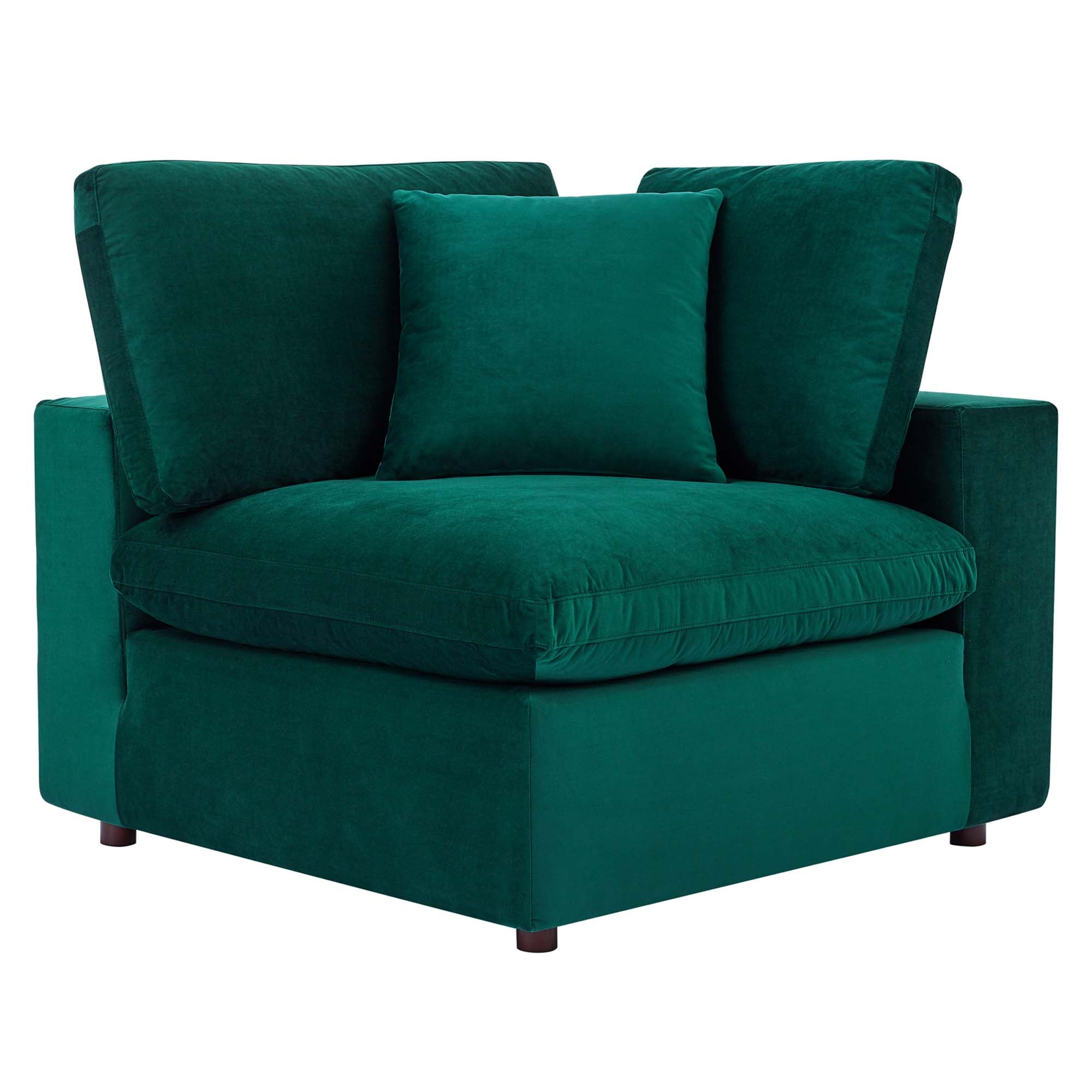 Commix Down Filled Overstuffed Performance Velvet Corner Chair - Green