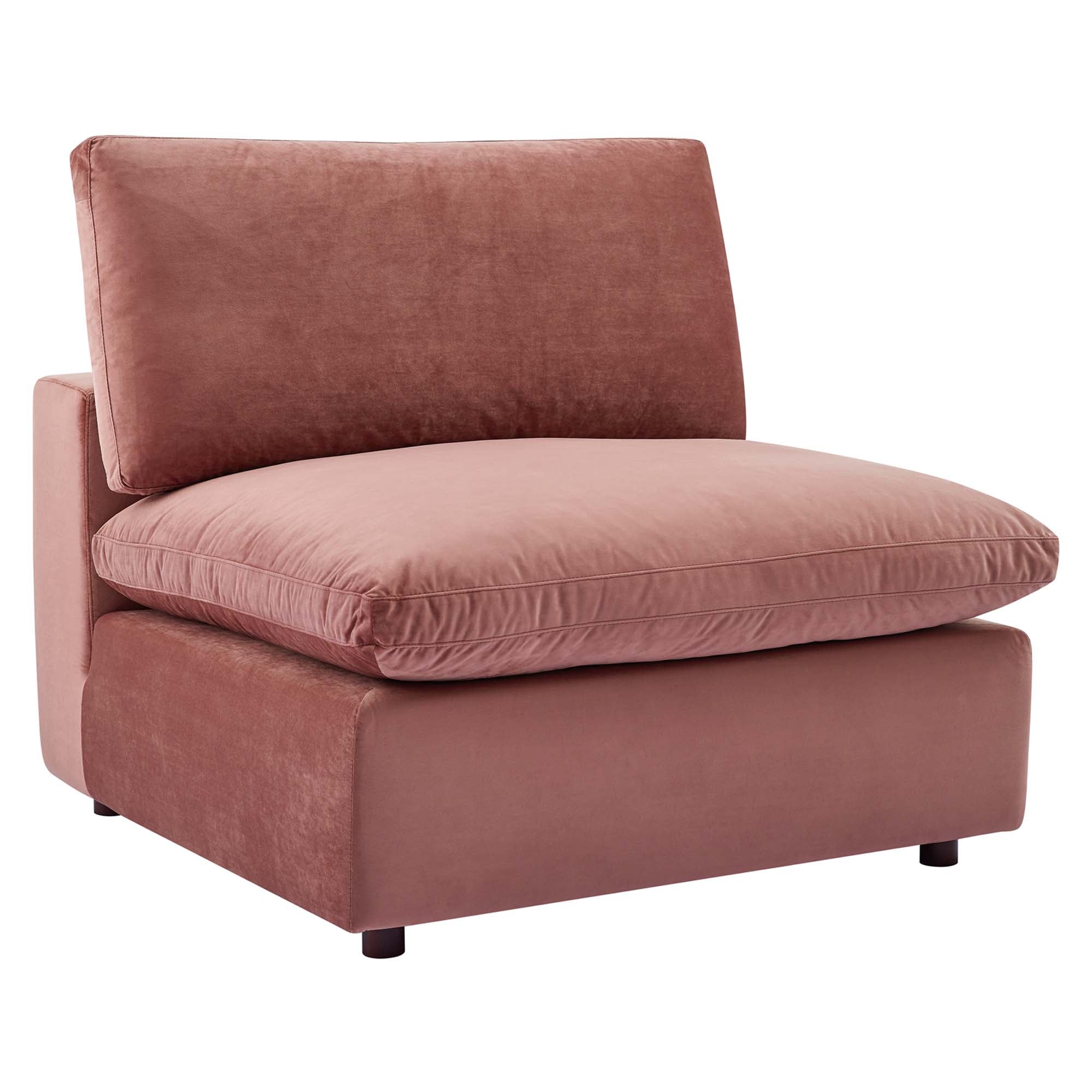 Commix Down Filled Overstuffed Performance Velvet Armless Chair - Dusty Rose