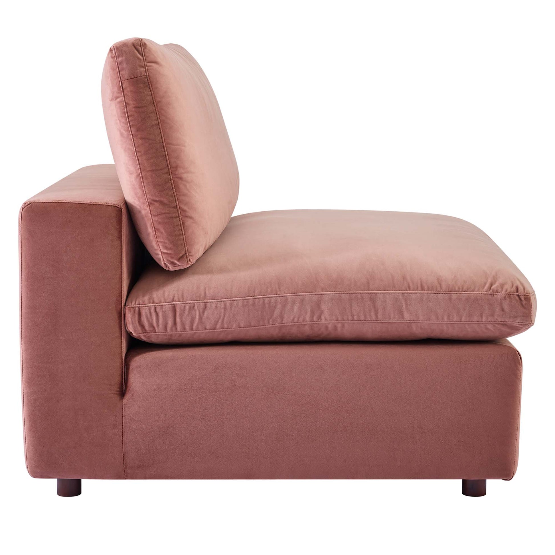 Commix Down Filled Overstuffed Performance Velvet Armless Chair - Green