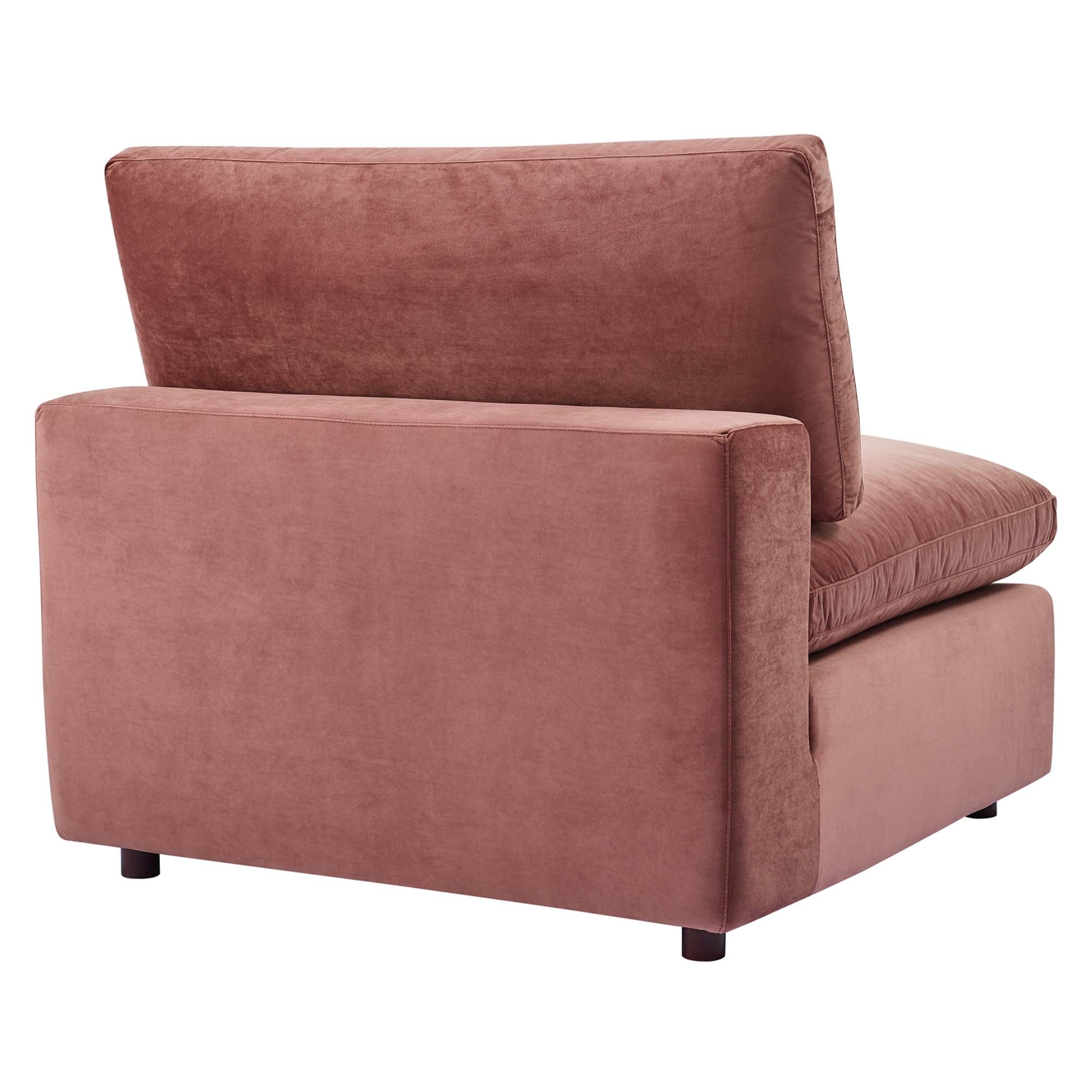 Commix Down Filled Overstuffed Performance Velvet Armless Chair - Gray