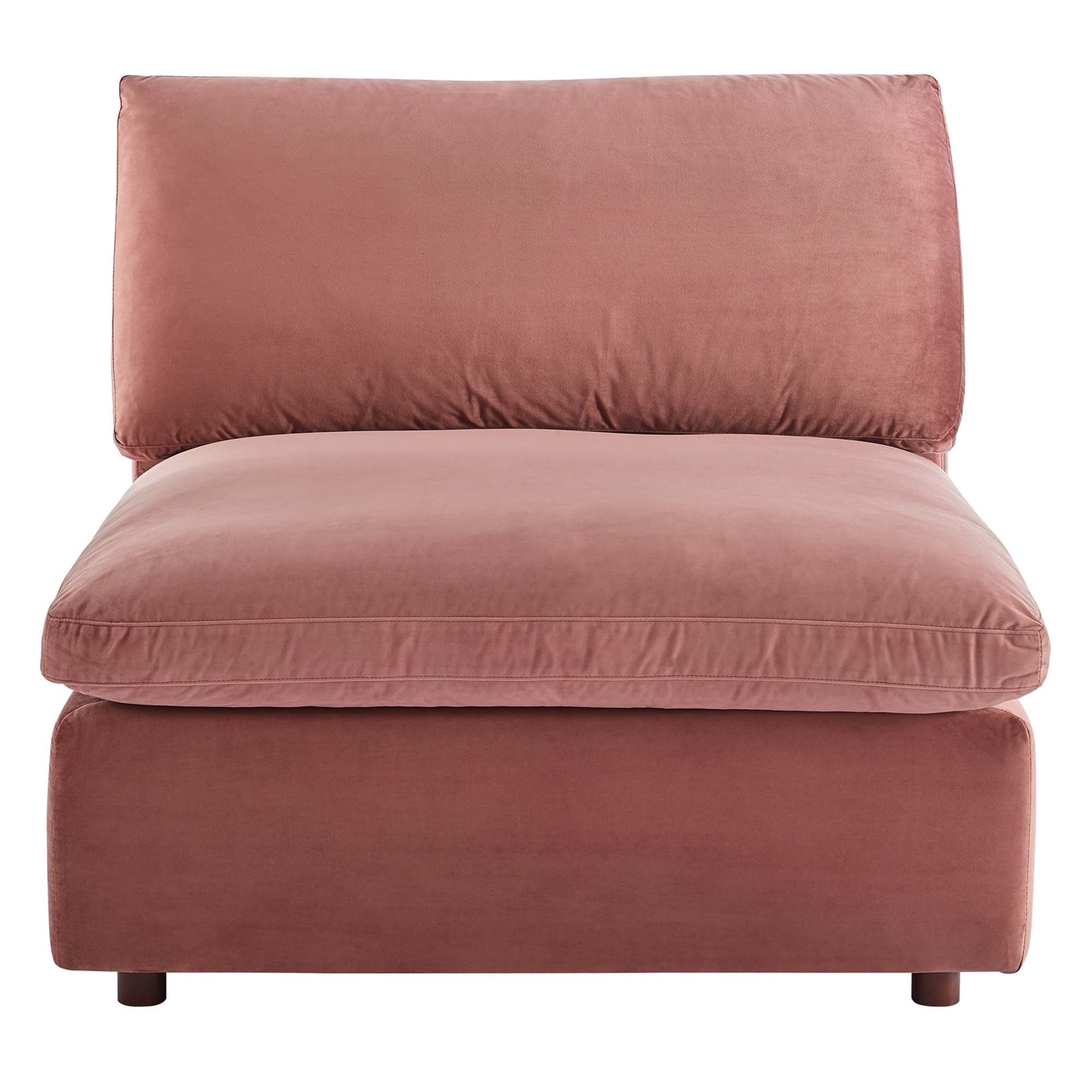 Commix Down Filled Overstuffed Performance Velvet Armless Chair - White