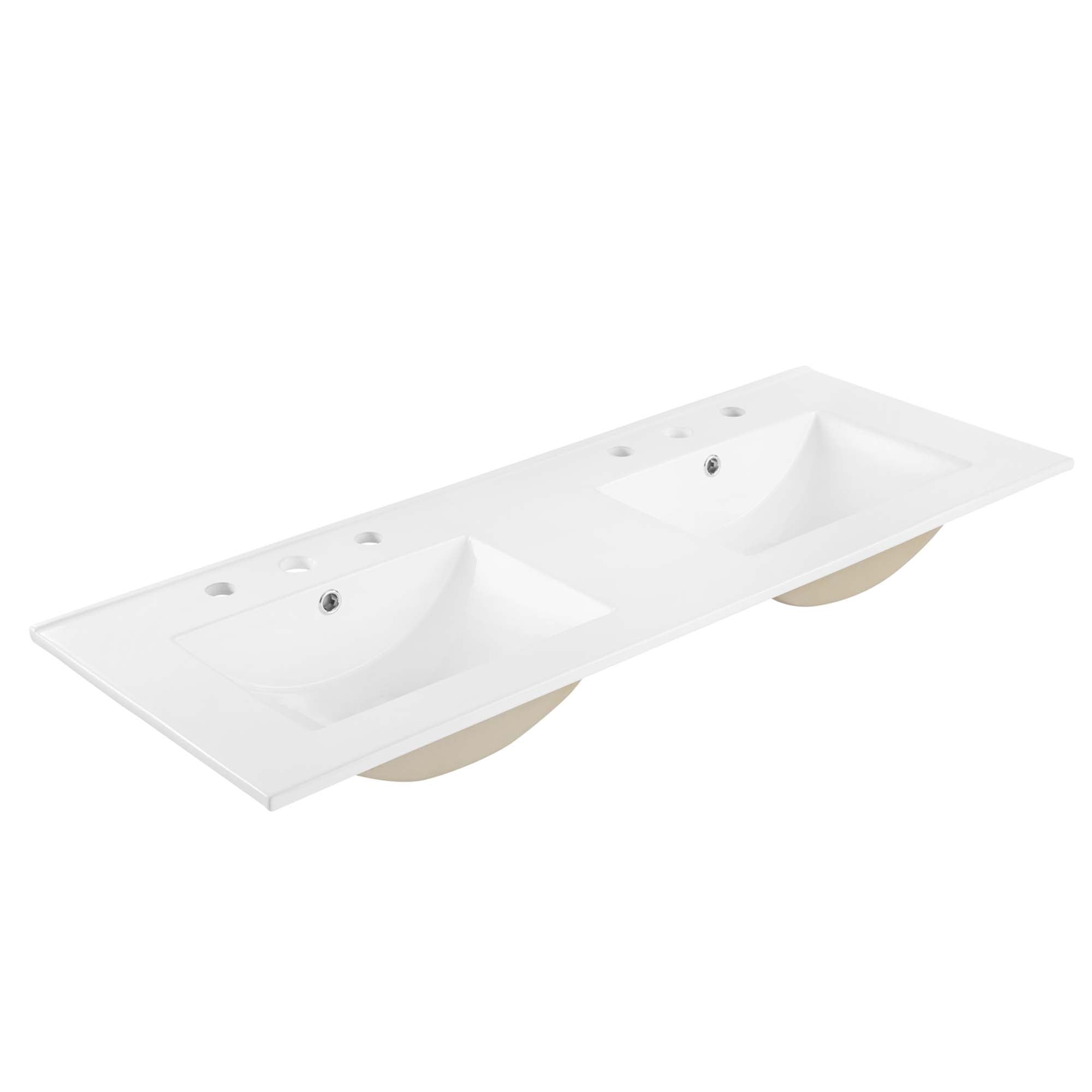 Cayman 48" Double Basin Bathroom Sink - White
