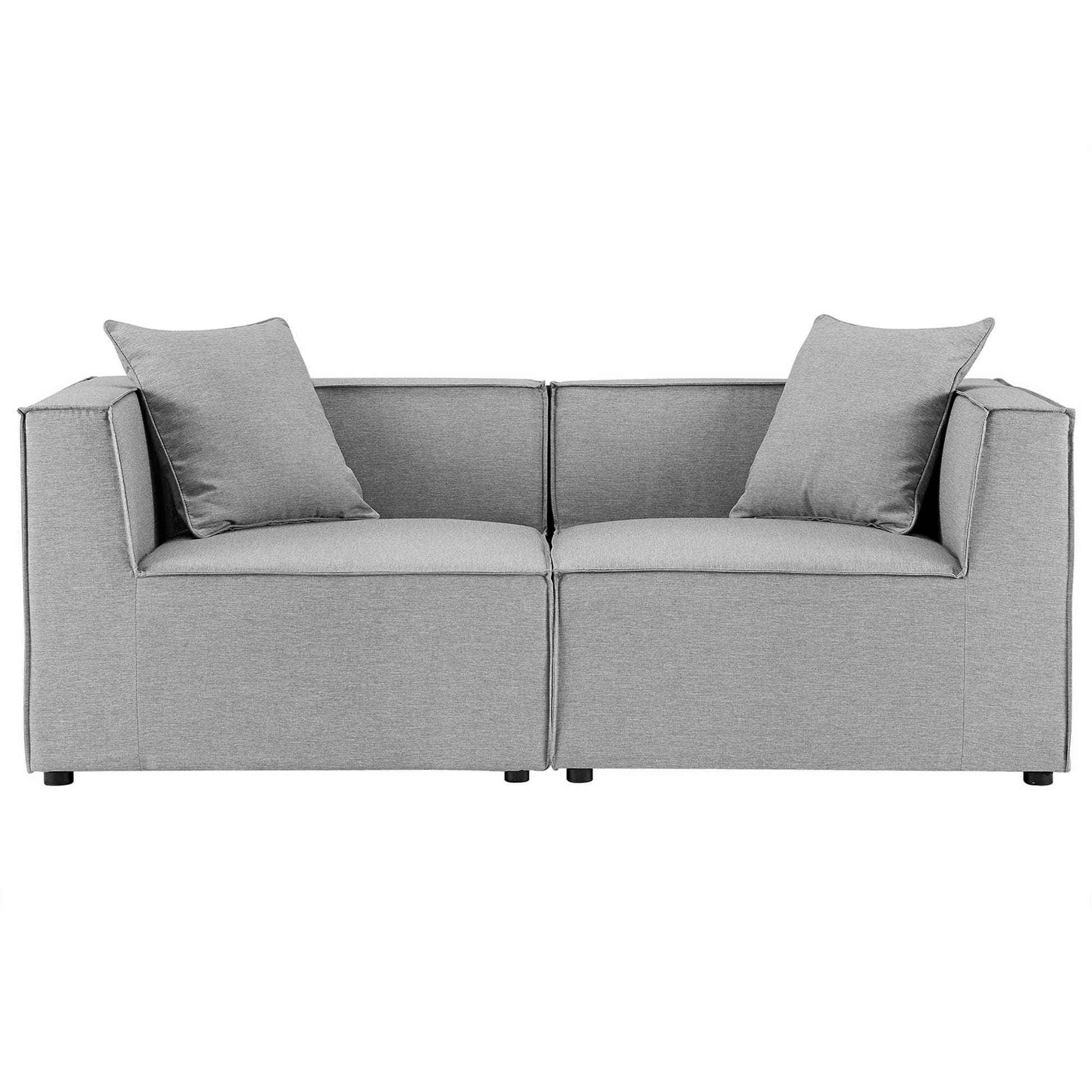 Saybrook Outdoor Patio Upholstered 2-Piece Sectional Sofa Loveseat - Gray