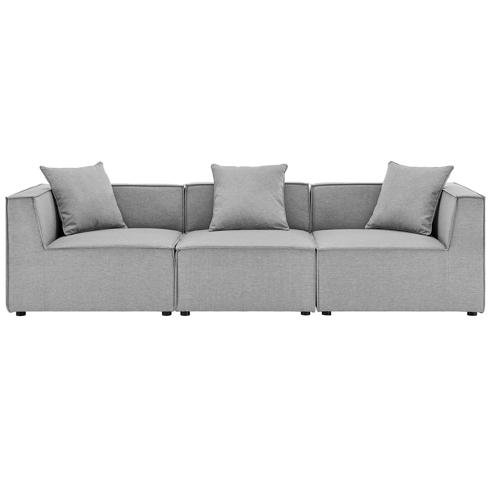 Saybrook Outdoor Patio Upholstered 3-Piece Sectional Sofa - Gray