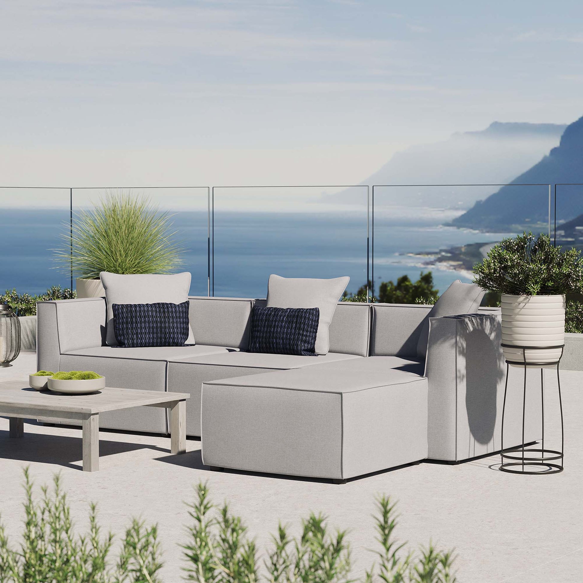 Saybrook 4-Piece Outdoor Upholstered Sectional Sofa