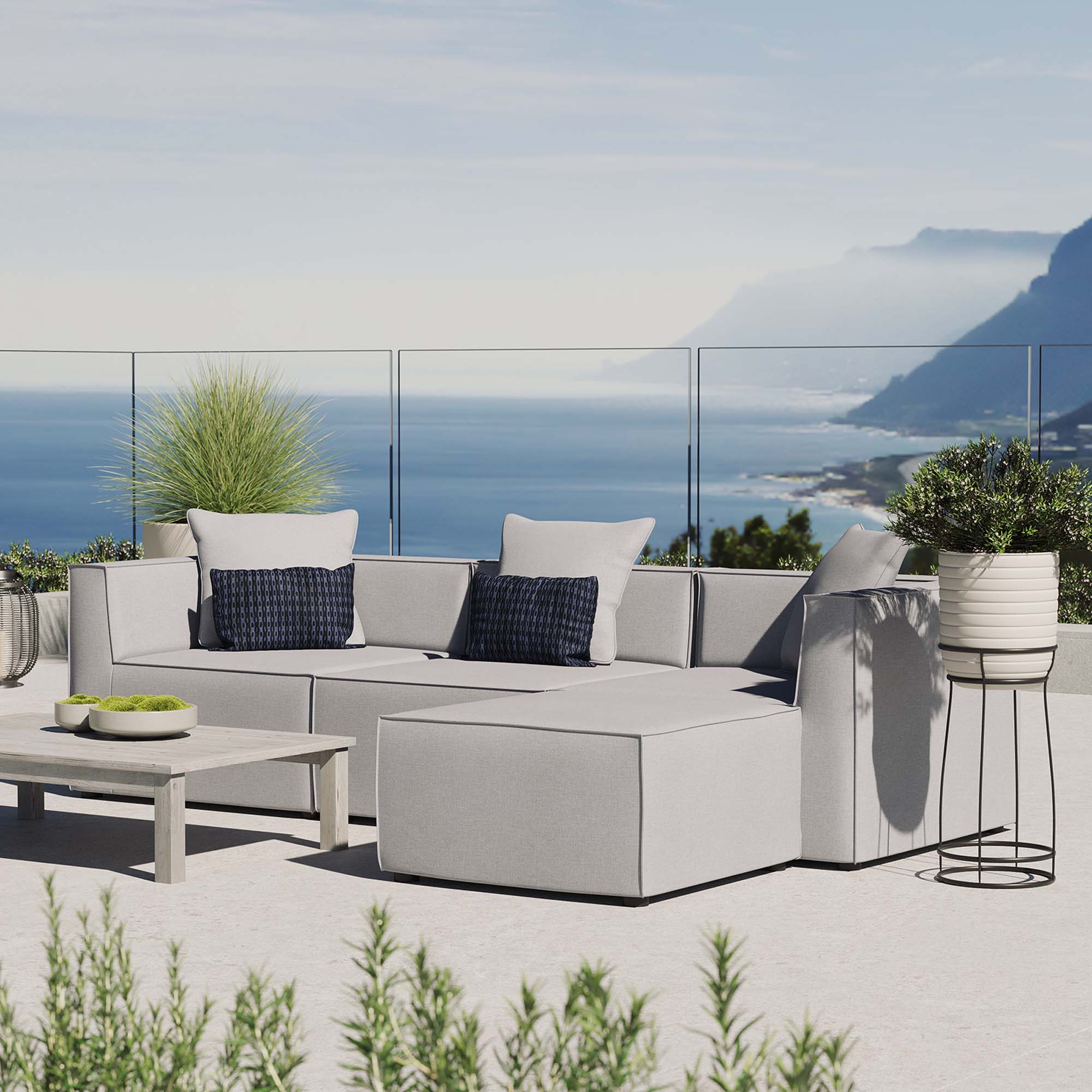 Saybrook 4-Piece Outdoor Upholstered Sectional Sofa