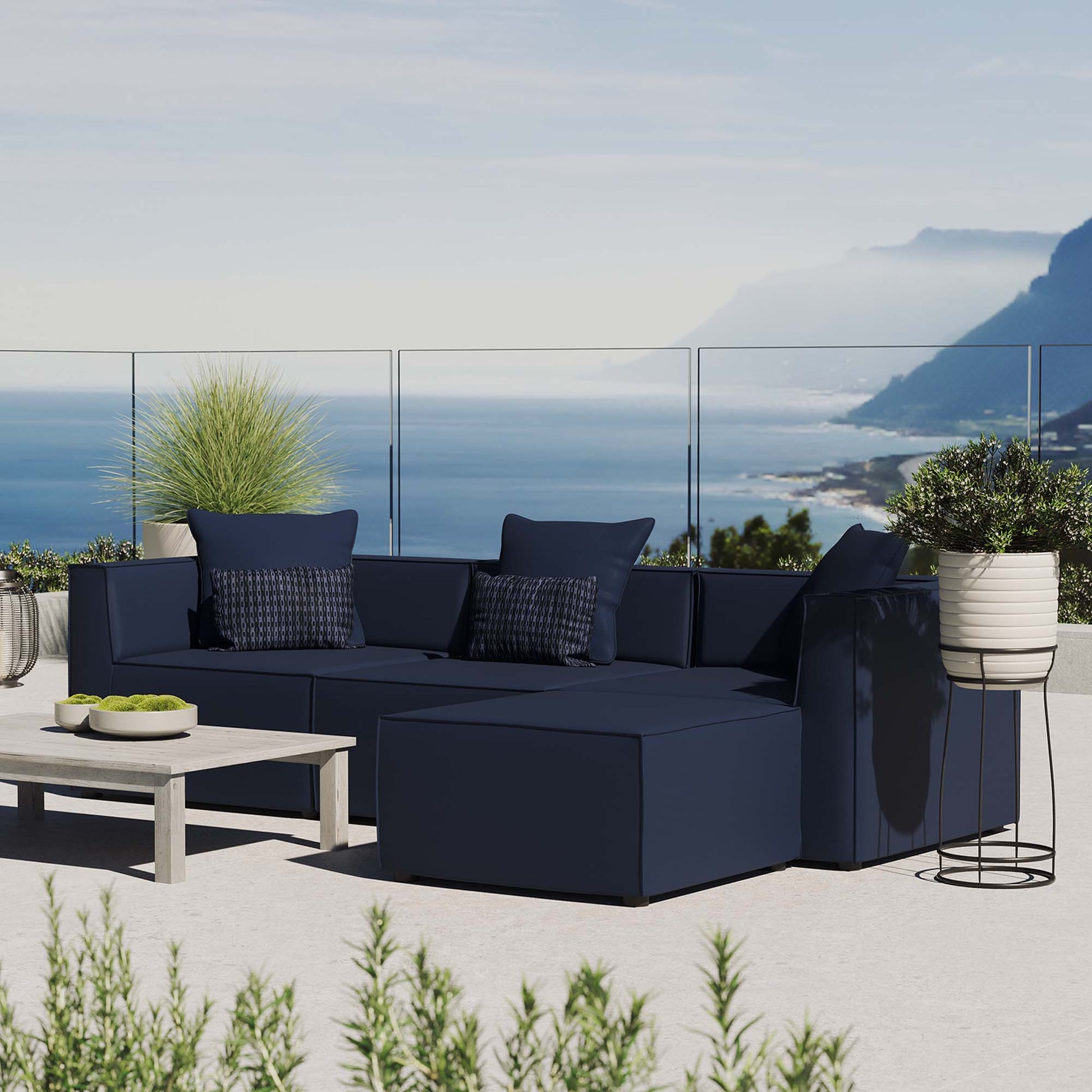 Saybrook 4-Piece Outdoor Upholstered Sectional Sofa