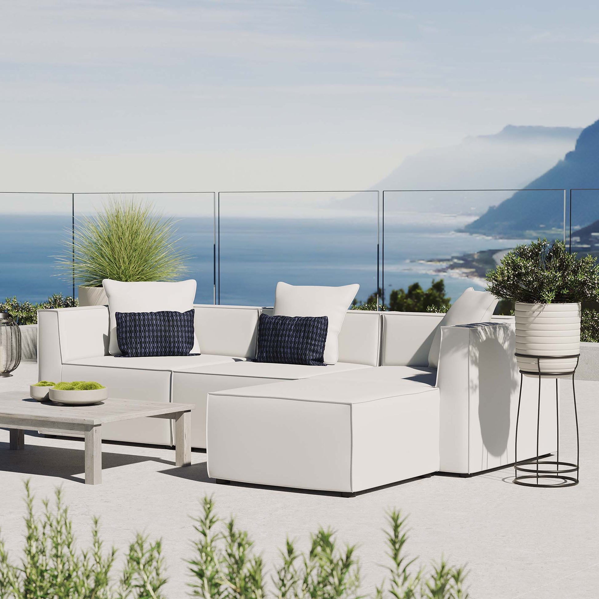 Saybrook 4-Piece Outdoor Upholstered Sectional Sofa