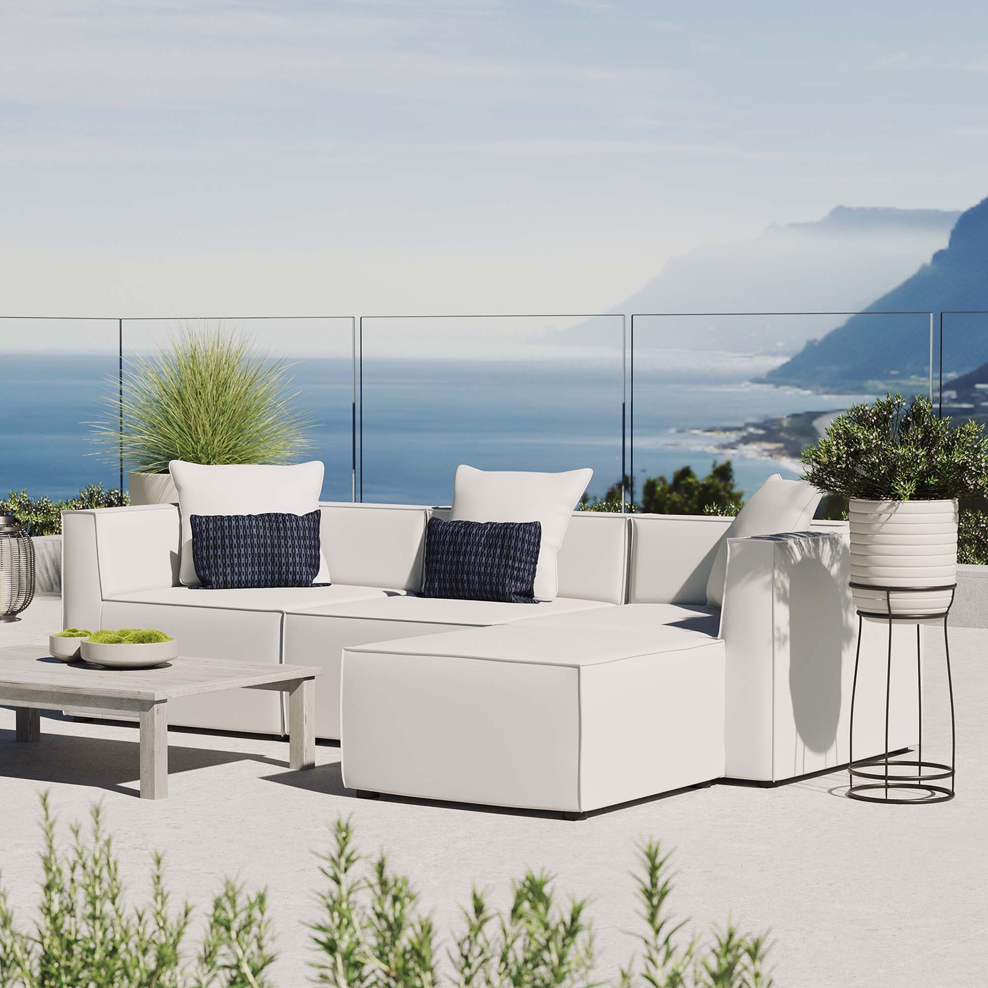 Saybrook 4-Piece Outdoor Upholstered Sectional Sofa
