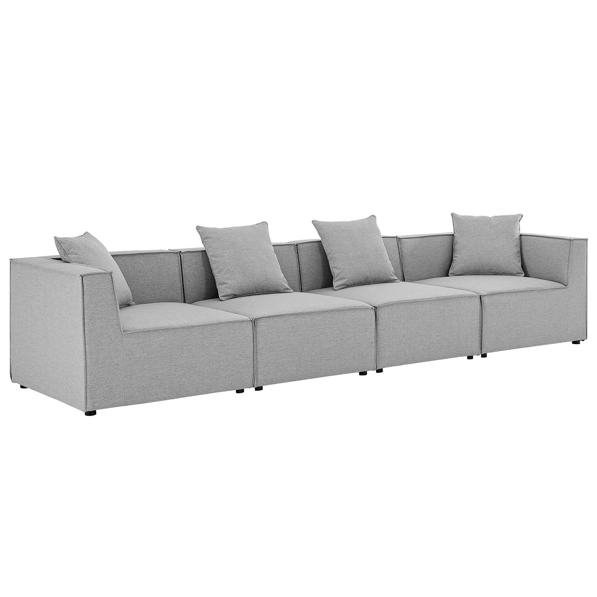 Saybrook Outdoor Patio Upholstered 4-Piece Sectional Sofa - Gray