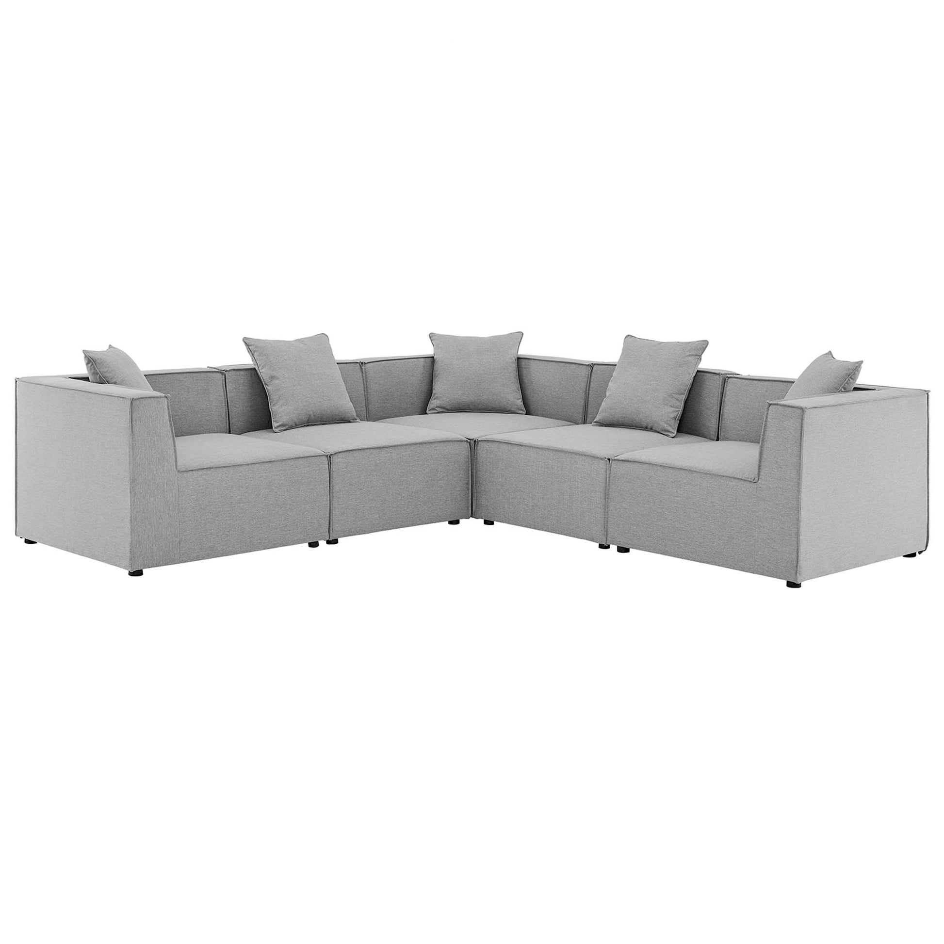 Saybrook Outdoor Patio Upholstered 5-Piece Sectional Sofa - Gray