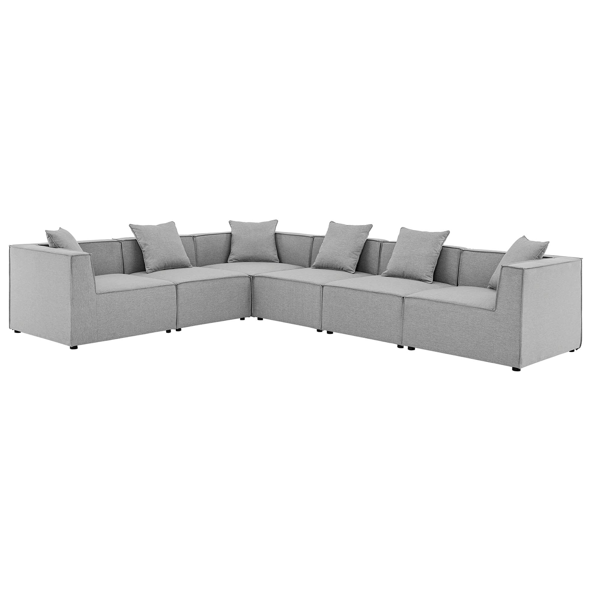 Saybrook Outdoor Patio Upholstered 6-Piece Sectional Sofa - Gray