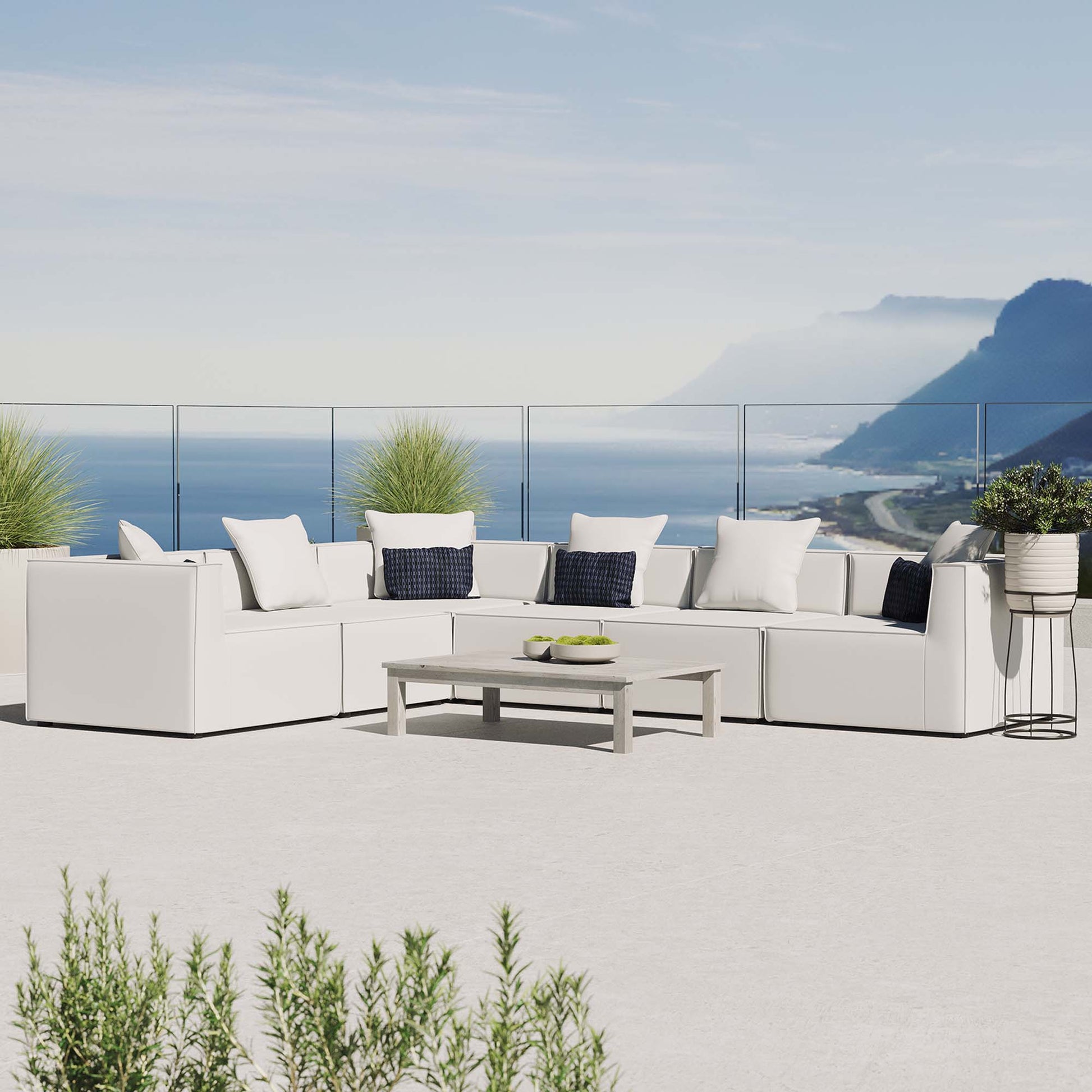 Saybrook Outdoor Patio Upholstered 6-Piece Sectional Sofa