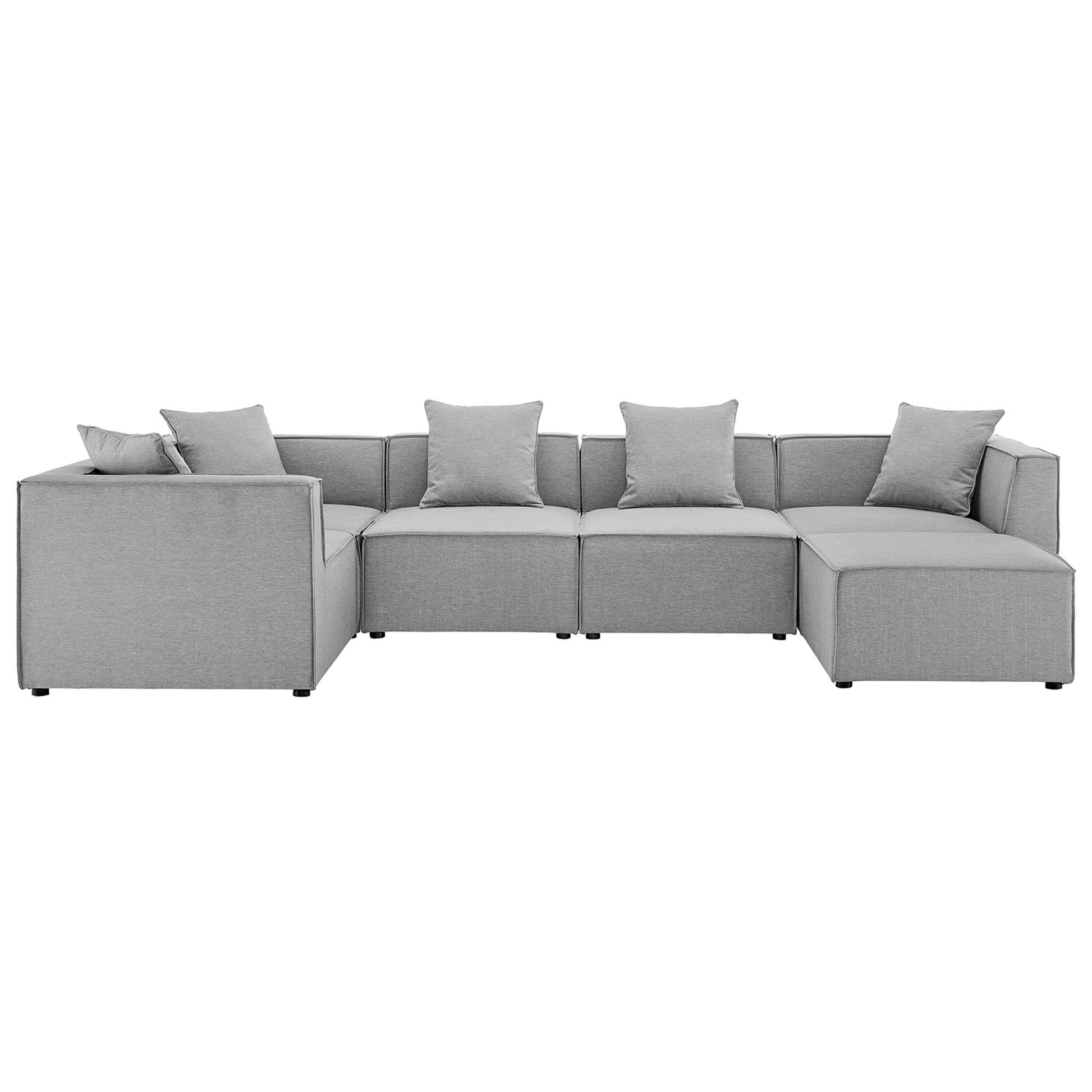 Saybrook Outdoor Patio Upholstered 6-Piece Sectional Sofa - Gray