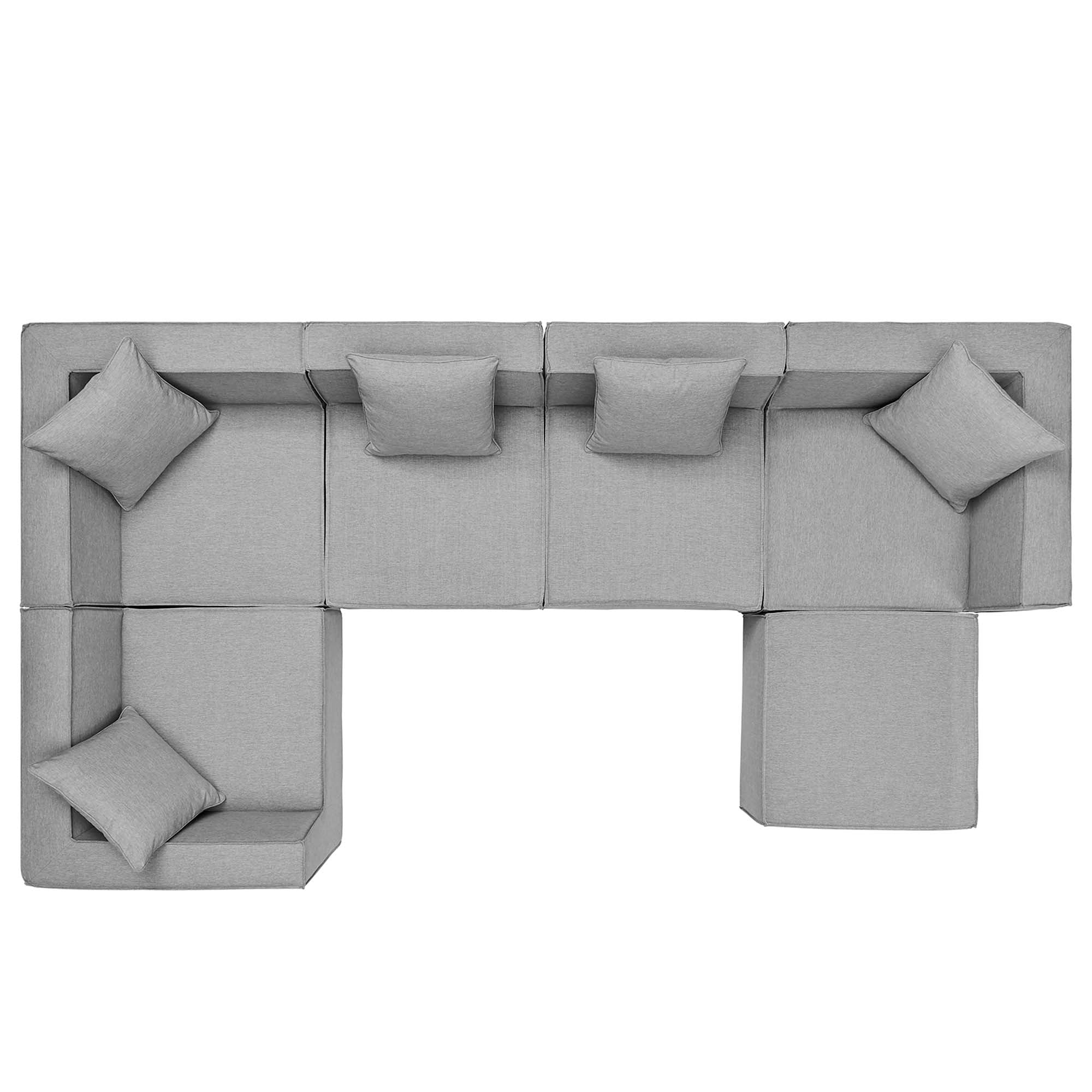 Saybrook Outdoor Patio Upholstered 6-Piece Sectional Sofa - Navy