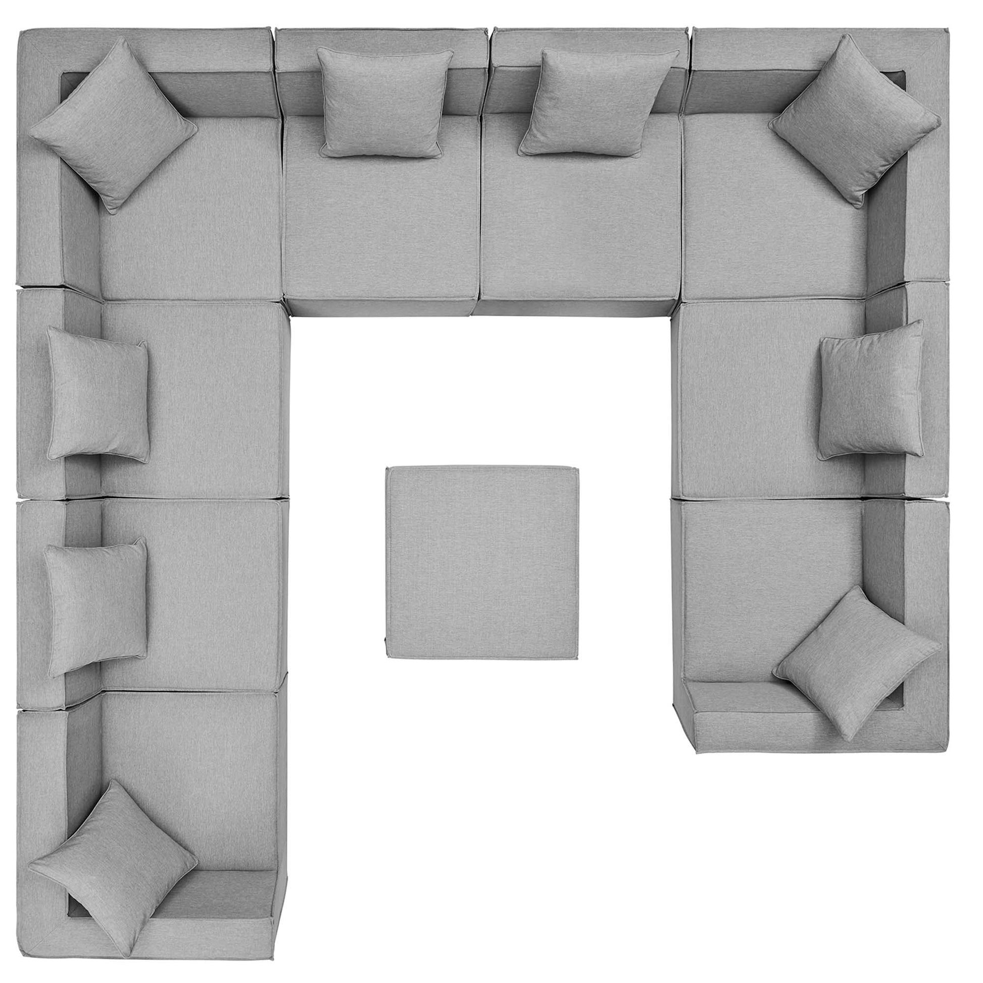 Saybrook Outdoor Patio Upholstered 10-Piece Sectional Sofa - Gray