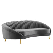 Camber Channel Tufted Performance Velvet Sofa - Gray