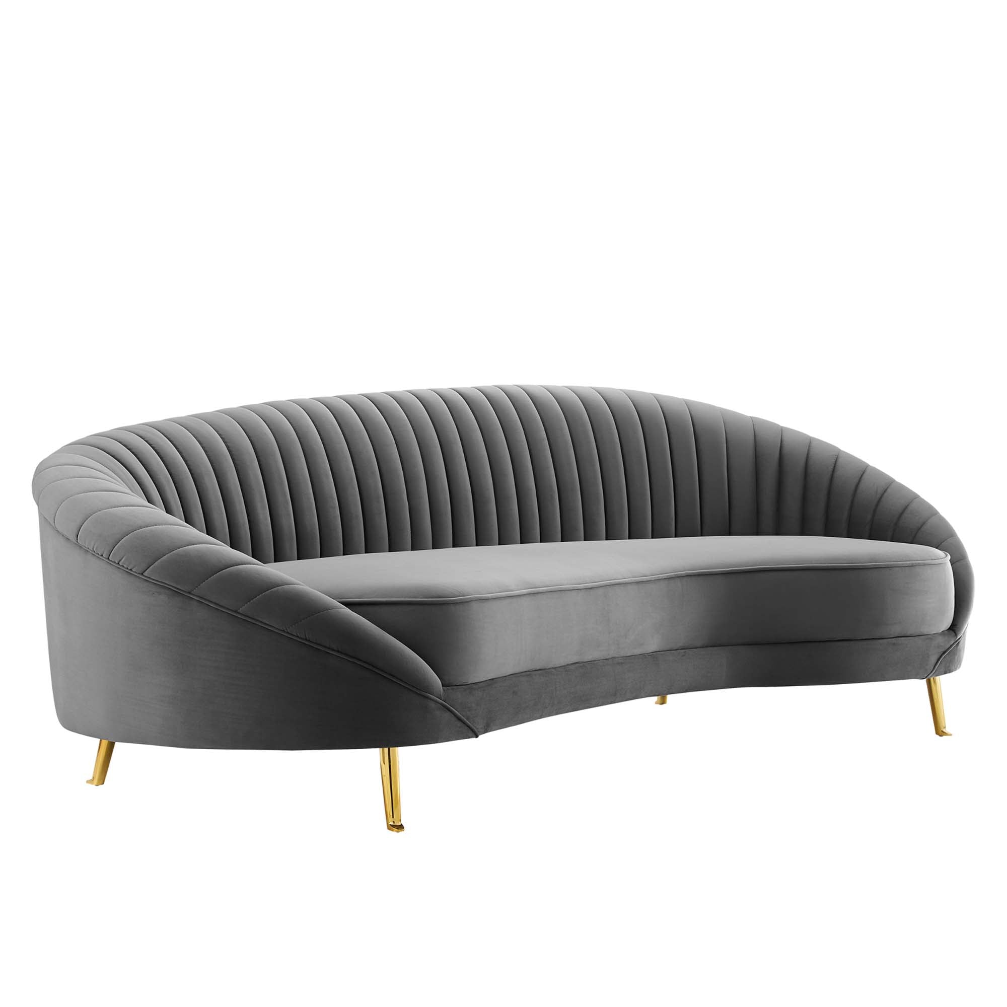 Camber Channel Tufted Performance Velvet Sofa - Gray