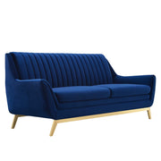 Winsome Channel Tufted Performance Velvet Sofa - Navy