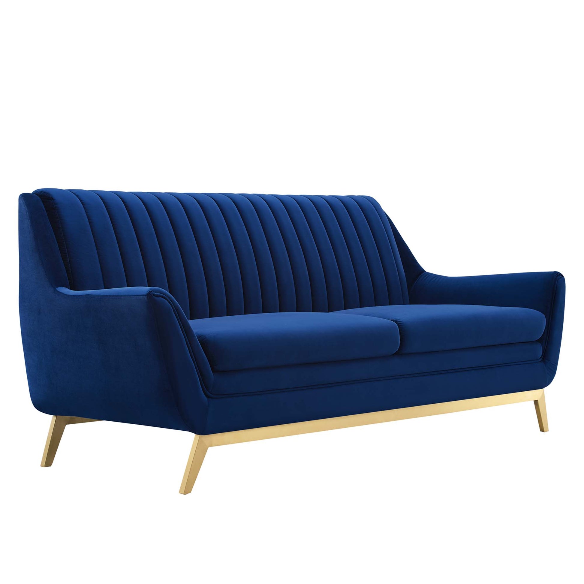 Winsome Channel Tufted Performance Velvet Sofa - Navy