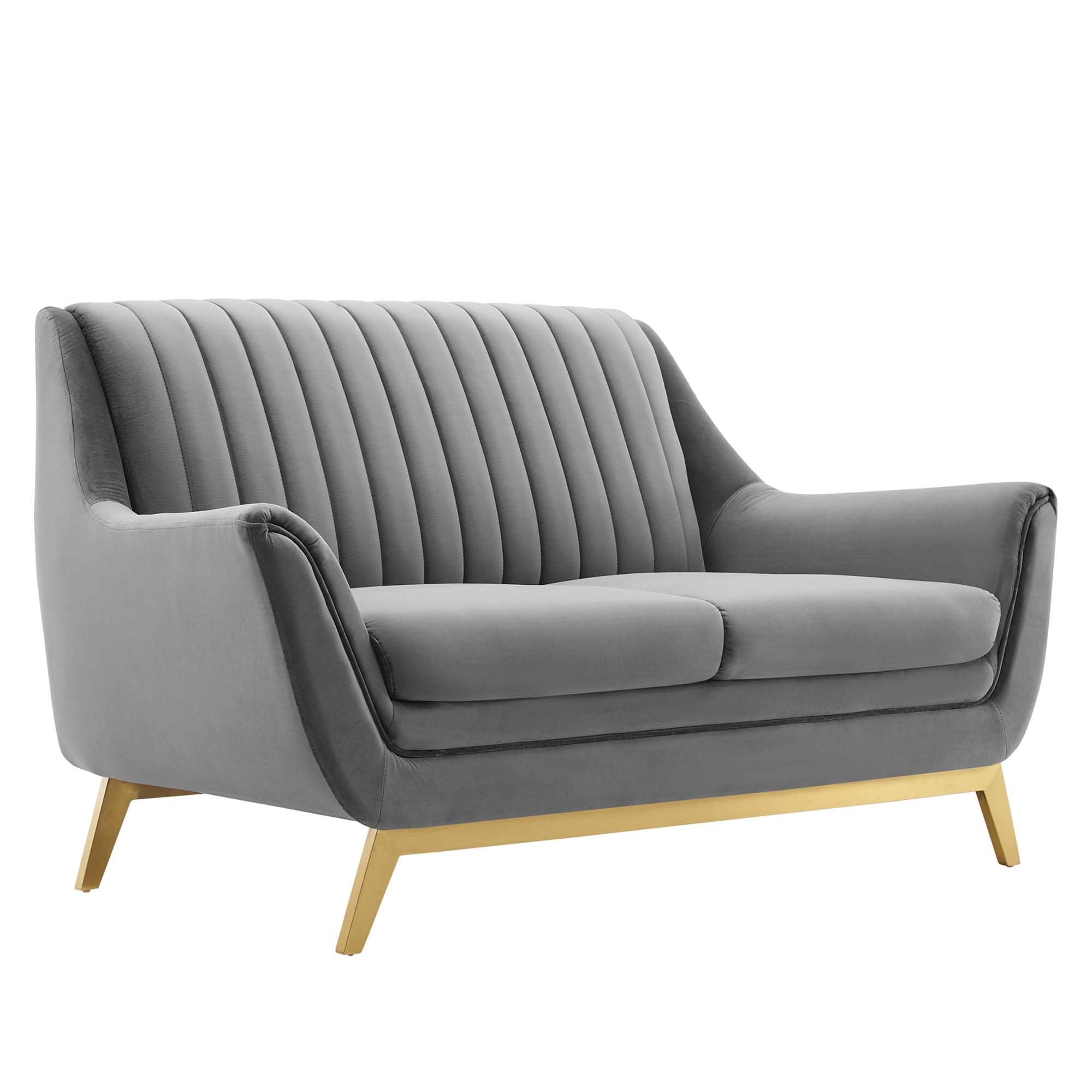 Winsome Channel Tufted Performance Velvet Loveseat - Gray